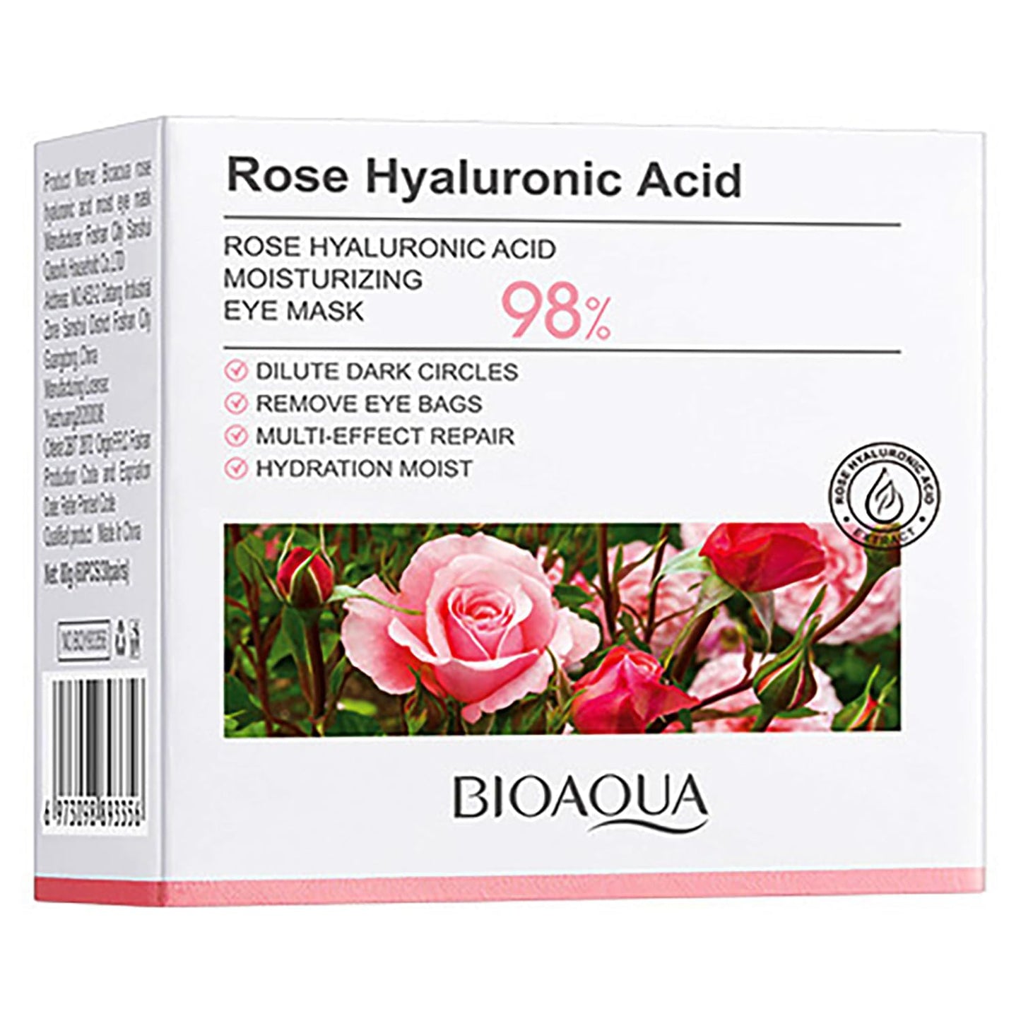 BIOAQUA Rose Hyaluronic Acid Moisturizing Eye Mask Dark Circles Removes Eye Bags Hydration Skin 80g (60pcs/30pairs)