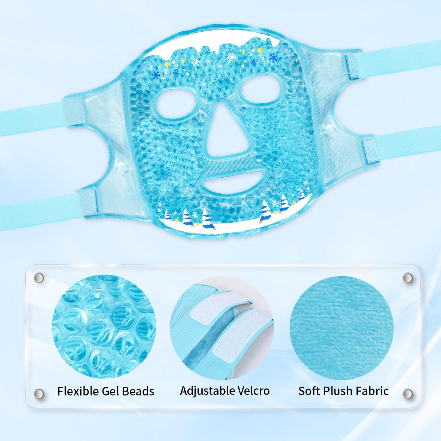 2PCS Cold Face Eye Masks Ice Face Mask Hot Cold Compress for Dark Circles, Puffiness, Migraines, Headache, Stress, Redness, Cooling Face Masks for Women Man, Skin Care