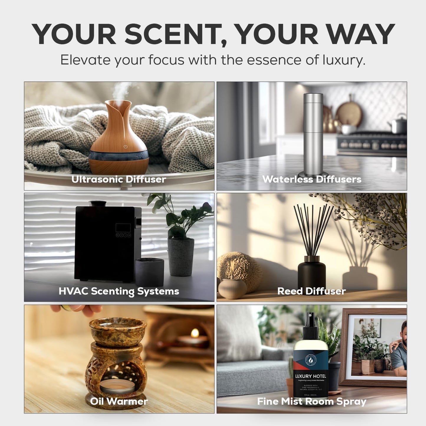 Aroma Country Luxury Hotel Diffuser Oil - Luxury Hotel Scent for Diffuser & Air Fresheners - Essential Oil Diffuser Refill, Home Fragrance Collection with Gardenia & Amber (8.5 Fl. Oz)