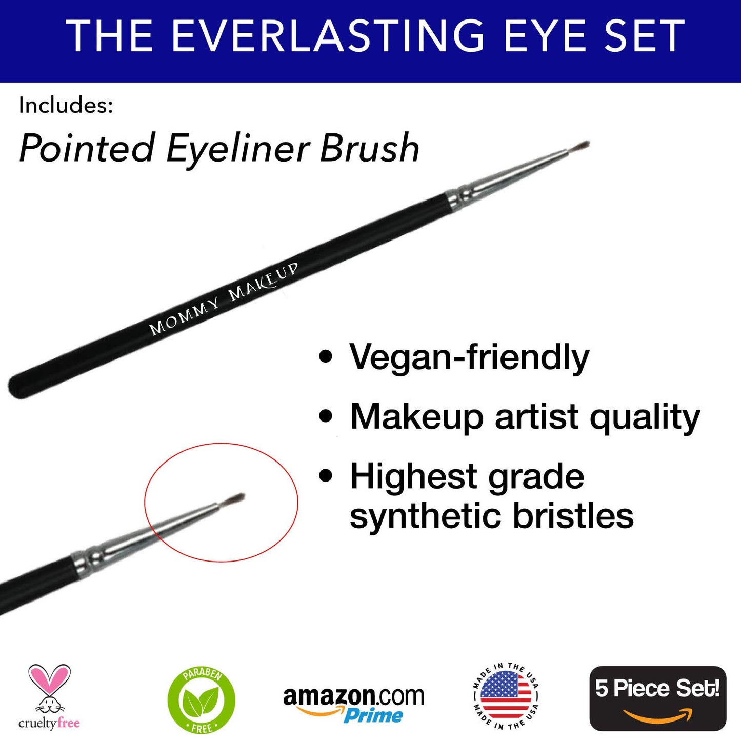 The Everlasting Eye 5 Piece Waterproof Makeup Set. Gel Eyeliner, Creme Eyeshadow, 2 brushes and Mesh Bag. Paraben-free, Talc-free, Cruelty-free. Cashmere/Chocolate Kiss 2502