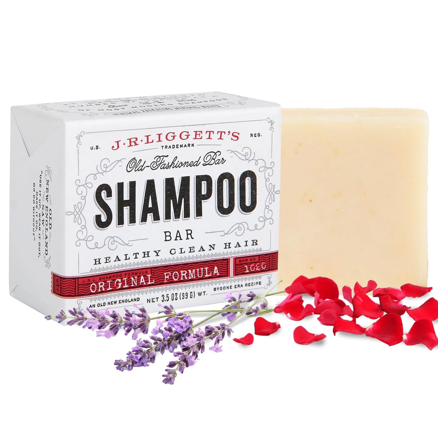 J·R·LIGGETT'S Shampoo Bar - Original Formula, All Natural Solid Bar Shampoo for Hair with Coconut Oil & Castor Oil, Sulfate Free, GMO Free, Gentle Lather and Refreshing, 3.5 oz - 1 Pack