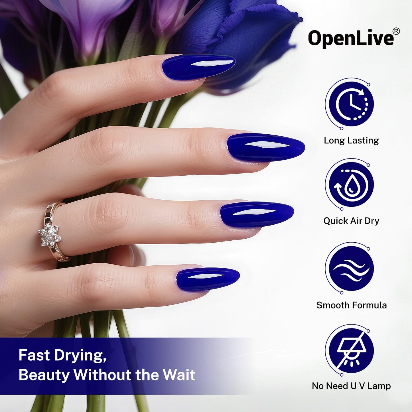 16.5ml Dark Blue Nail Polish Large Volume Quick Dry Nail Polish, Long Lasting Shine, Fingernail Toenail Nail Art DIY Home Travel Nail Art Gift