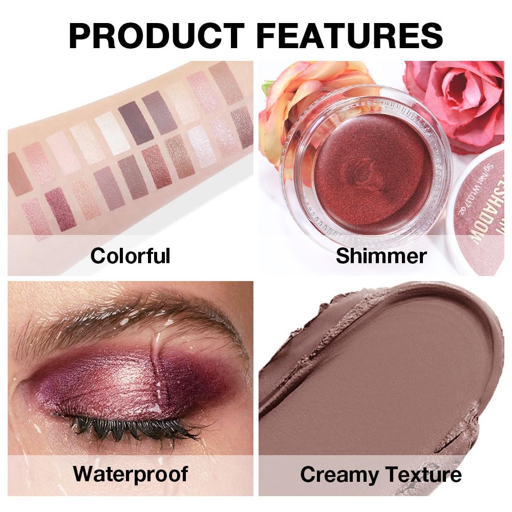 Single Cream Stone Matte Eyeshadow Palette Makeup, Natural Single Mini Instant Holographic Eyeshadow For Women, Sombras Crema Para Ojos, Talc, Paraben & Cruelty Free, 22
