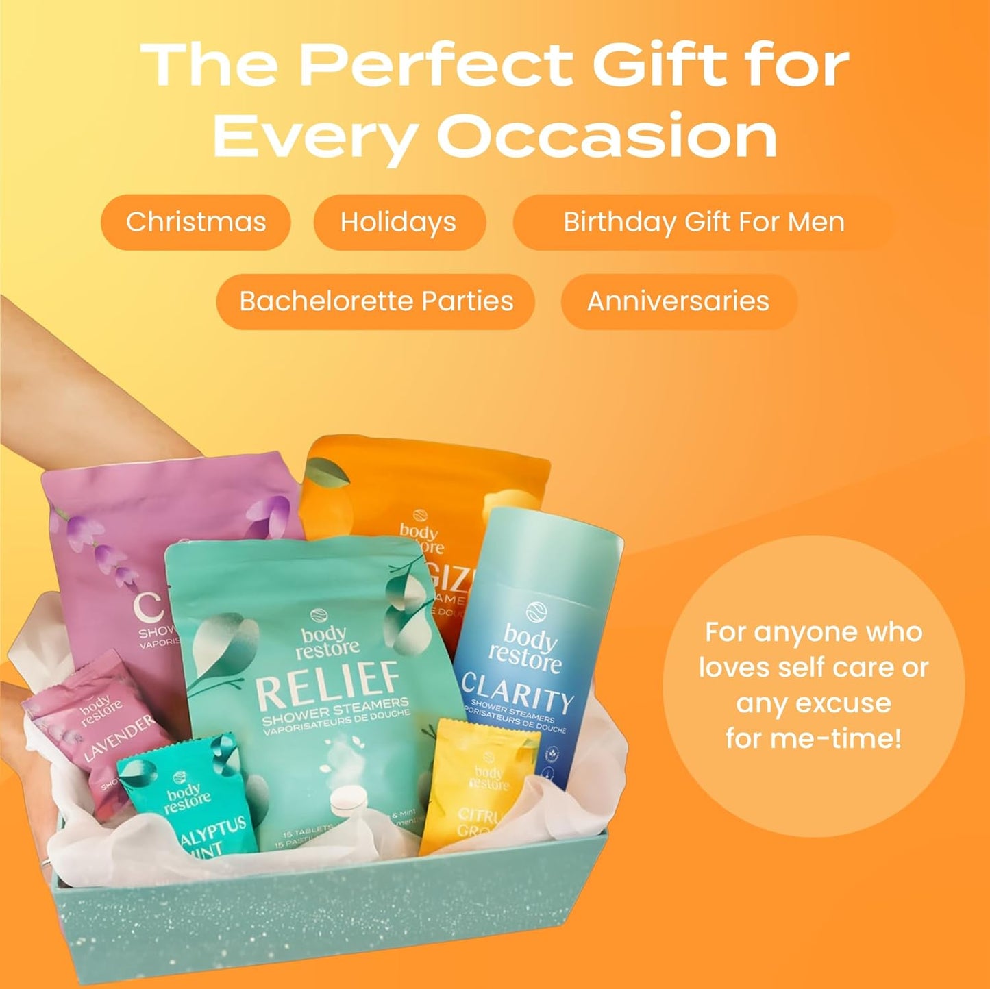 Body Restore Shower Steamers Aromatherapy 15 Pack - Christmas Stocking Stuffers for Men, Birthday Gifts for Women, White Elephant, Relaxation, Self Care - Citrus