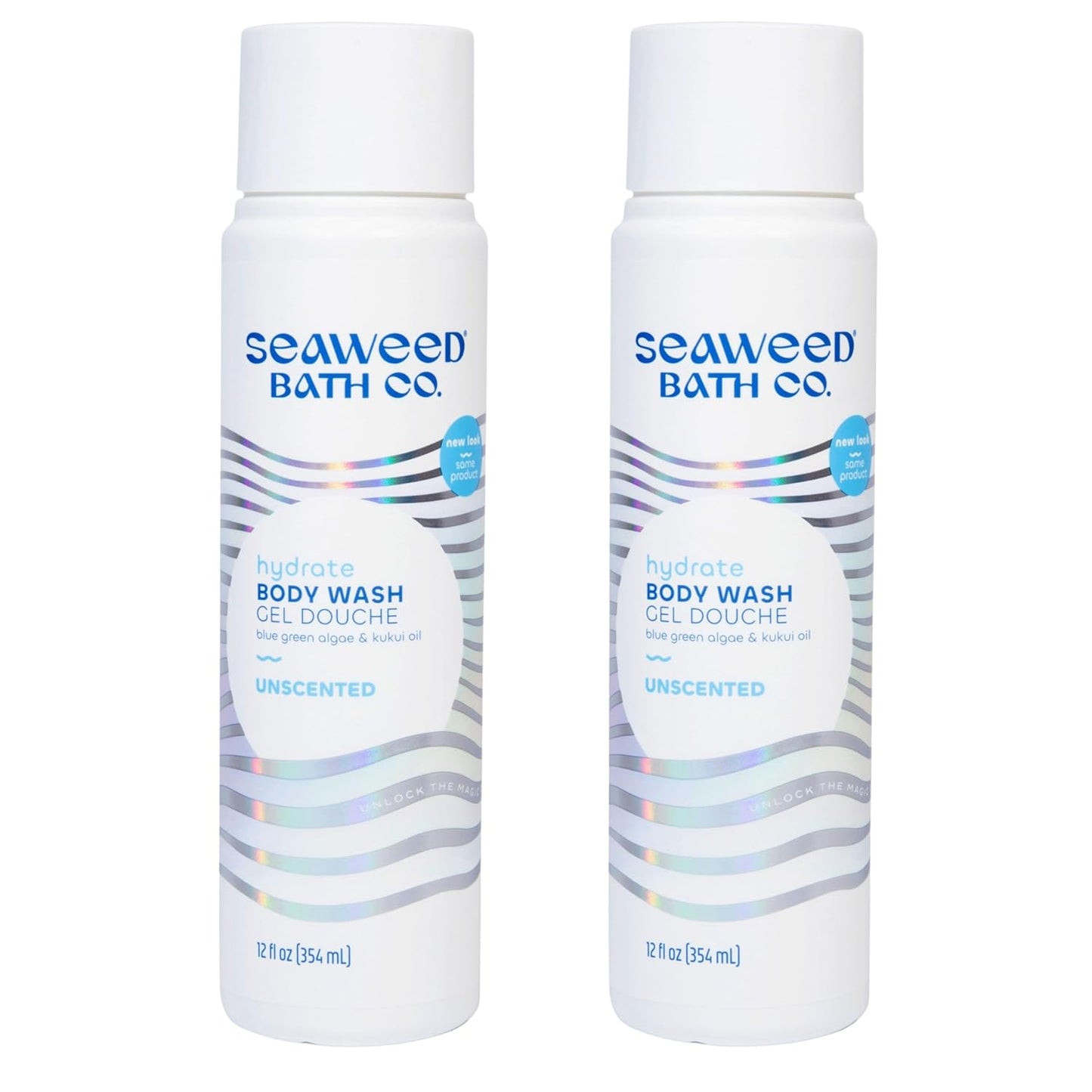 Seaweed Bath Co. Hydrate Body Wash - Unscented | Foaming Shower Gel Cleanser with Natural Ingredients | Fragrance Free and Gentle | Good For Sensitive Skin | 12 oz (Pack of 2)