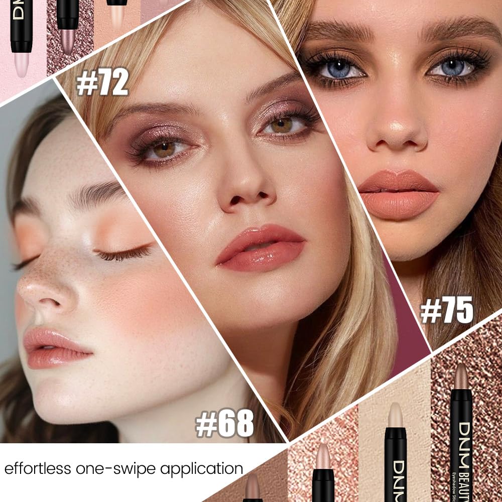 Kaely 8Pcs Cream Eye Shadow Sticks Set, Matte Shimmer Eyeliner Pencil Eyeshadow Palette Makeup, Eye Highlighter Brightener Stick for Older Women Waterproof Pigmented, sombras para ojos, New-11