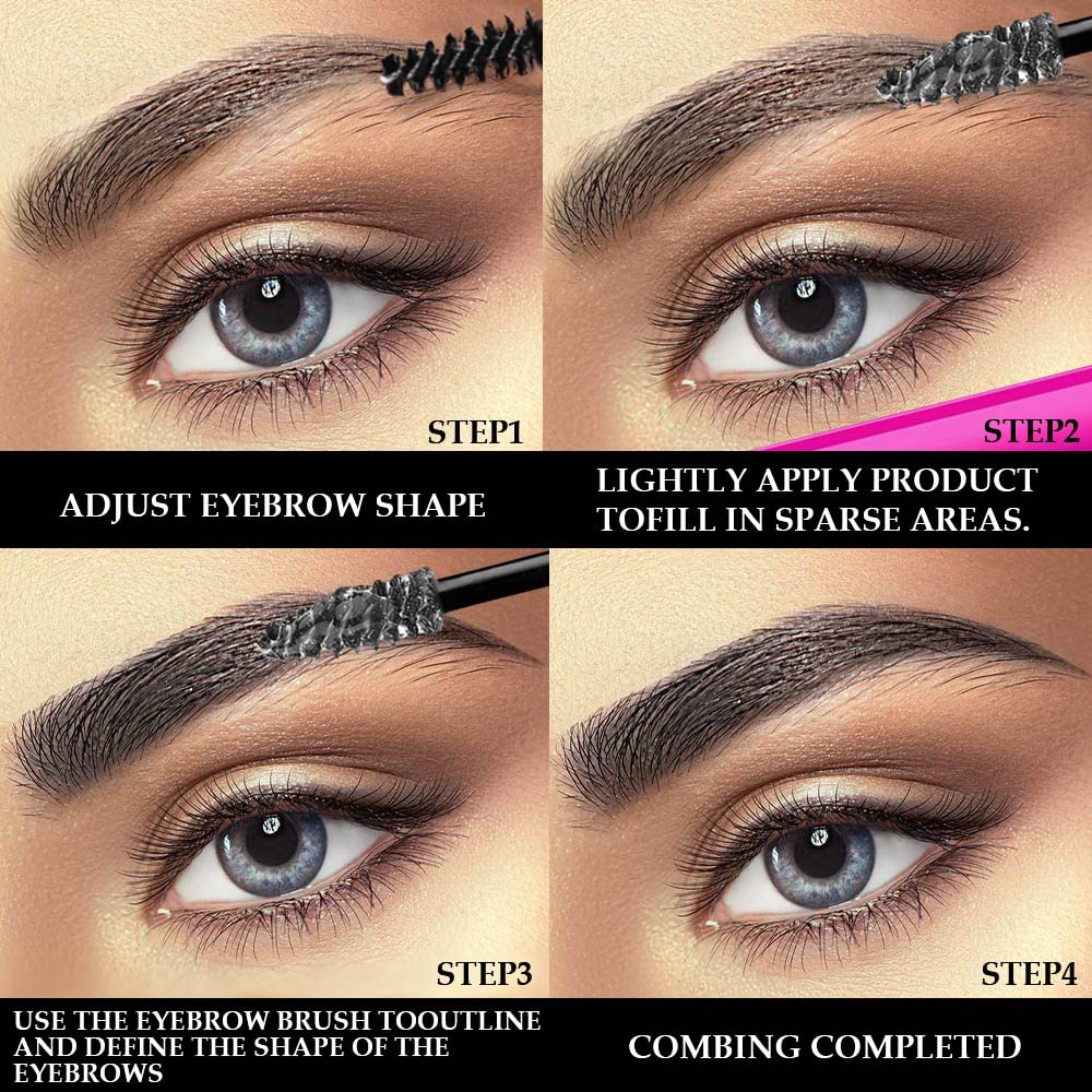 BINGBRUSH Tinted Thickening EYE Brow Glue Mascara,Brow Fast Sculpt,Waterproof, Transfer-proof, Brush to Fill in Eyebrows and Cover Gray Hairs - Cruelty Free - Light Medium Brown (2Pcs 09 transparent)