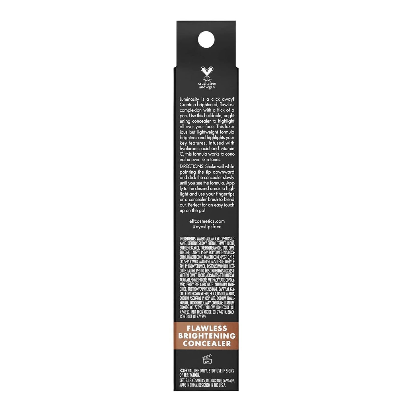 e.l.f. Flawless Brightening Concealer, Illuminating & Highlighting Face Makeup, Conceals Dark Under Eye Circles, Deep 50 W, 0.07 Fl Oz