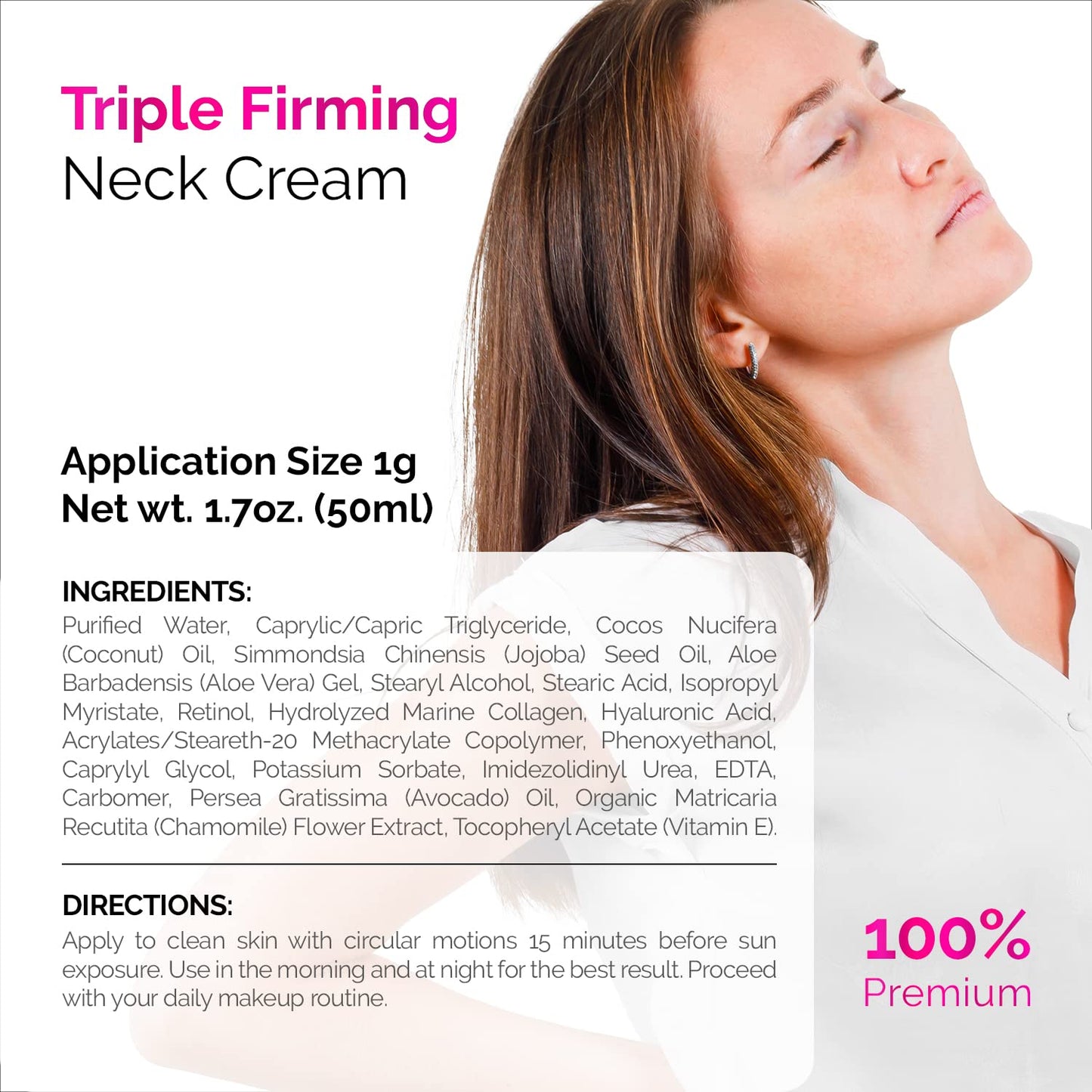 ACTIVSCIENCE Neck Firming Cream - Natural Anti-Aging Facial Moisturizer with Retinol Collagen & Hyaluronic Acid - Day & Night Anti-Wrinkle Cream - Firming, Hydrating Face Cream