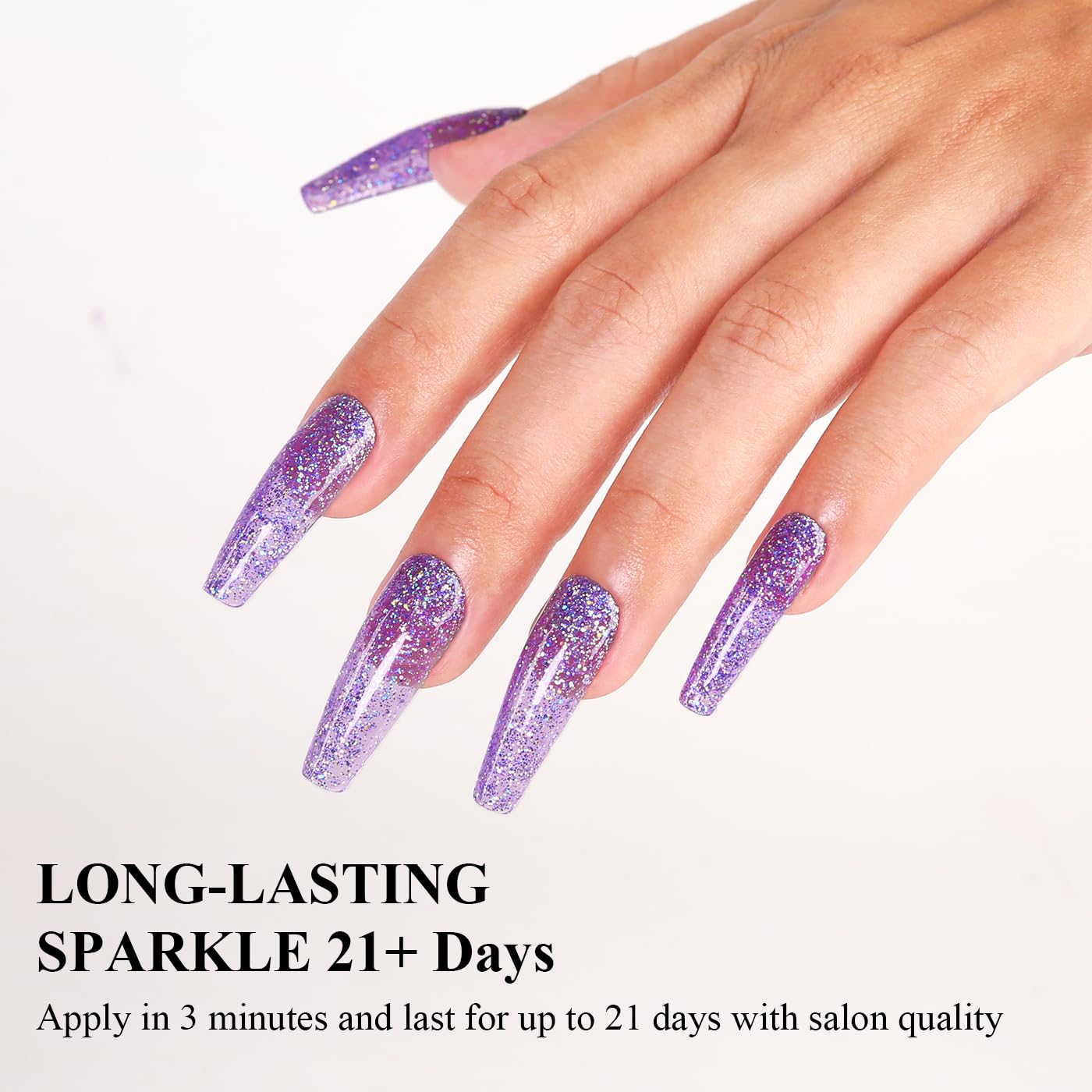 Imtiti Glitter Gel Nail Polish, Clear Purple Iridescent Glitter Gel Polish Diamond Shimmer Sparkle Soak Off UV LED Nail Gel Polish Autumn Winter Gel Polish Manicure Gel Nail Kit 10ML