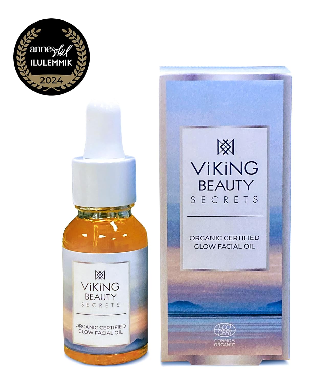 Glow Facial Oil - Organic Face Oil with Blend of 11 Certified Organic Oils and Extracts - Hydrating Face Oil with Nordic Berries - Face Oil for Women and Men - 0.5 fl oz