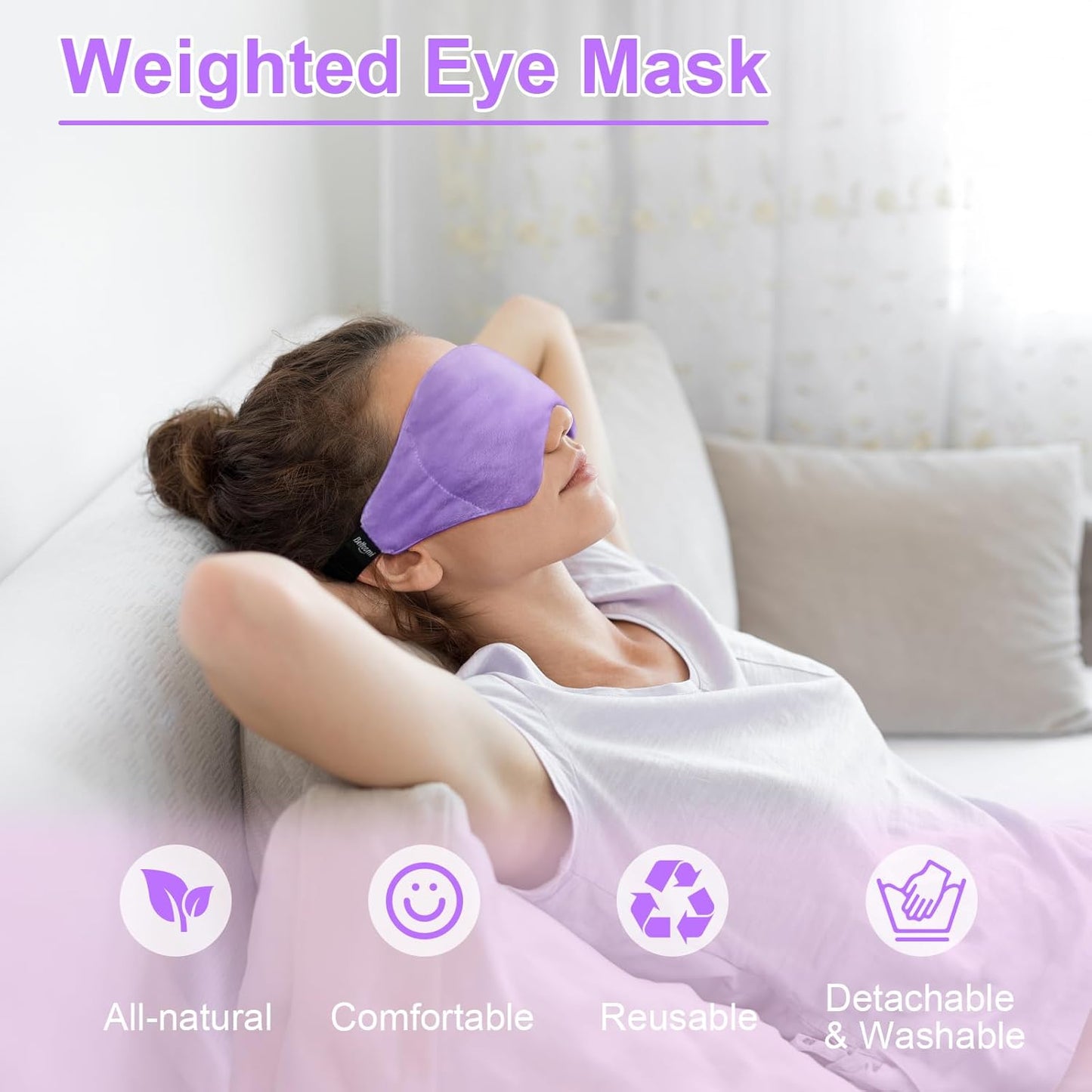 Weighted Eye Mask for Sleeping, Soft Heated Eye Mask, Moist Heat Warm Compress for Eyes, Natural Rosemary & Flaxseeds Microwave Reusable Sleep Mask, Must Haves for Women Spa, Home, Office