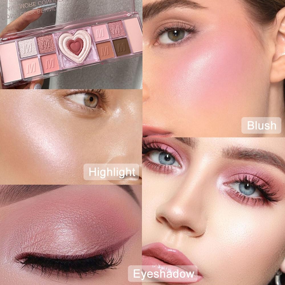 12 Colors Nude Natural Pink Matte Shimmer Eyeshadow Palette for Eye Makeup,High Pigmented Brown Eye Shadow Primers Powder Palet de sombras de ojos