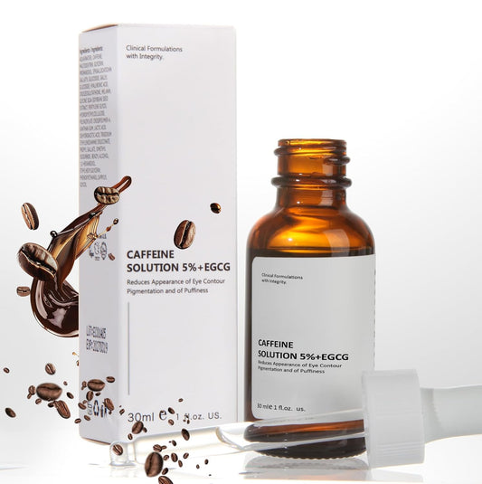 Caffeine Solution 5% + EGCG, Caffeine Eye Serum For Face, 30 ML/ 1 PCS Moisturizing Under Eye Solution For Reduces Dark Circles & Puffiness.