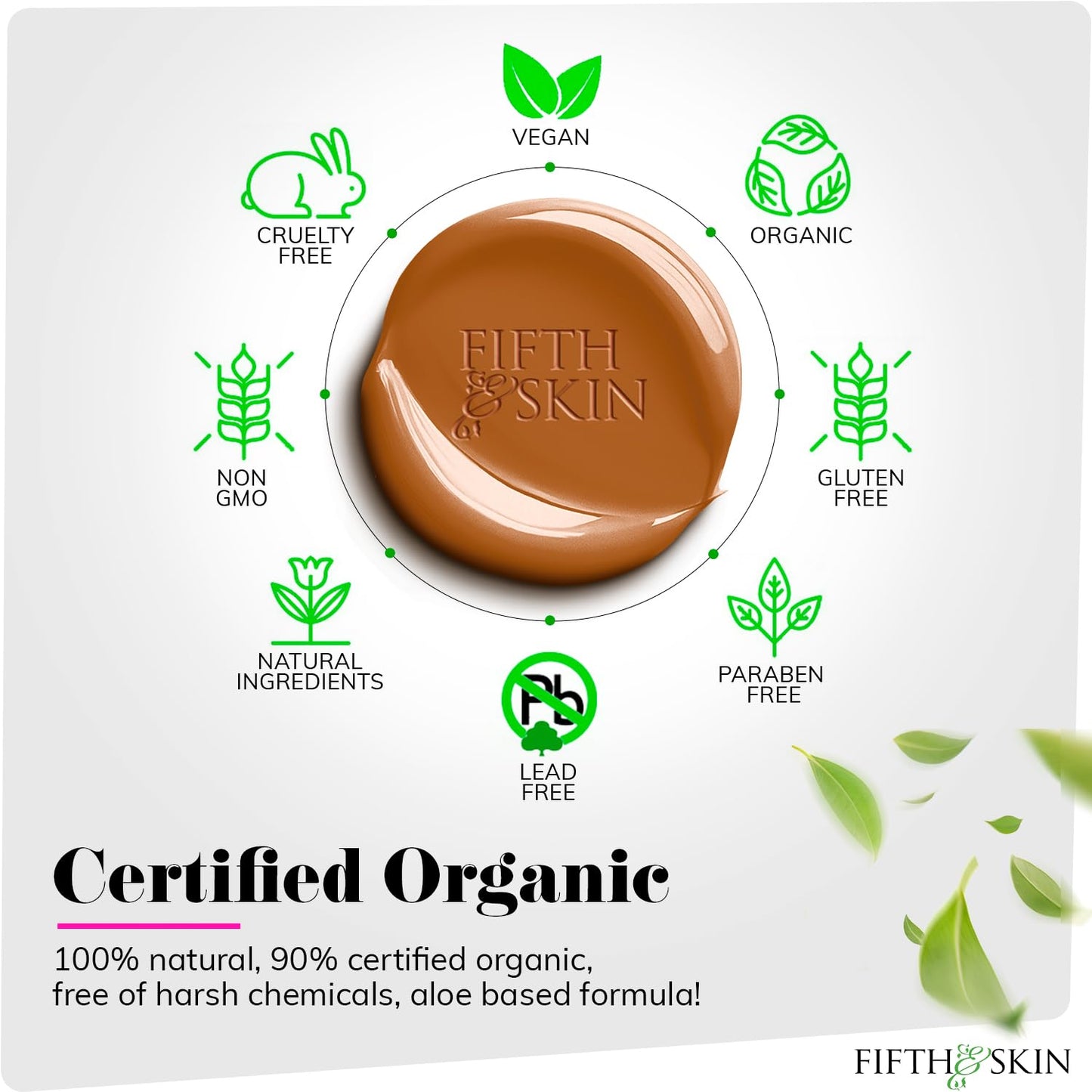 Fifth & Skin: Better’n Ur Skin Liquid Foundation (MOCHA LATTE) - Natural, Organic, Vegan, Cruelty-Free - Gluten-Free Beauty with Buildable Coverage and Palm-Free Luxury - 1 oz