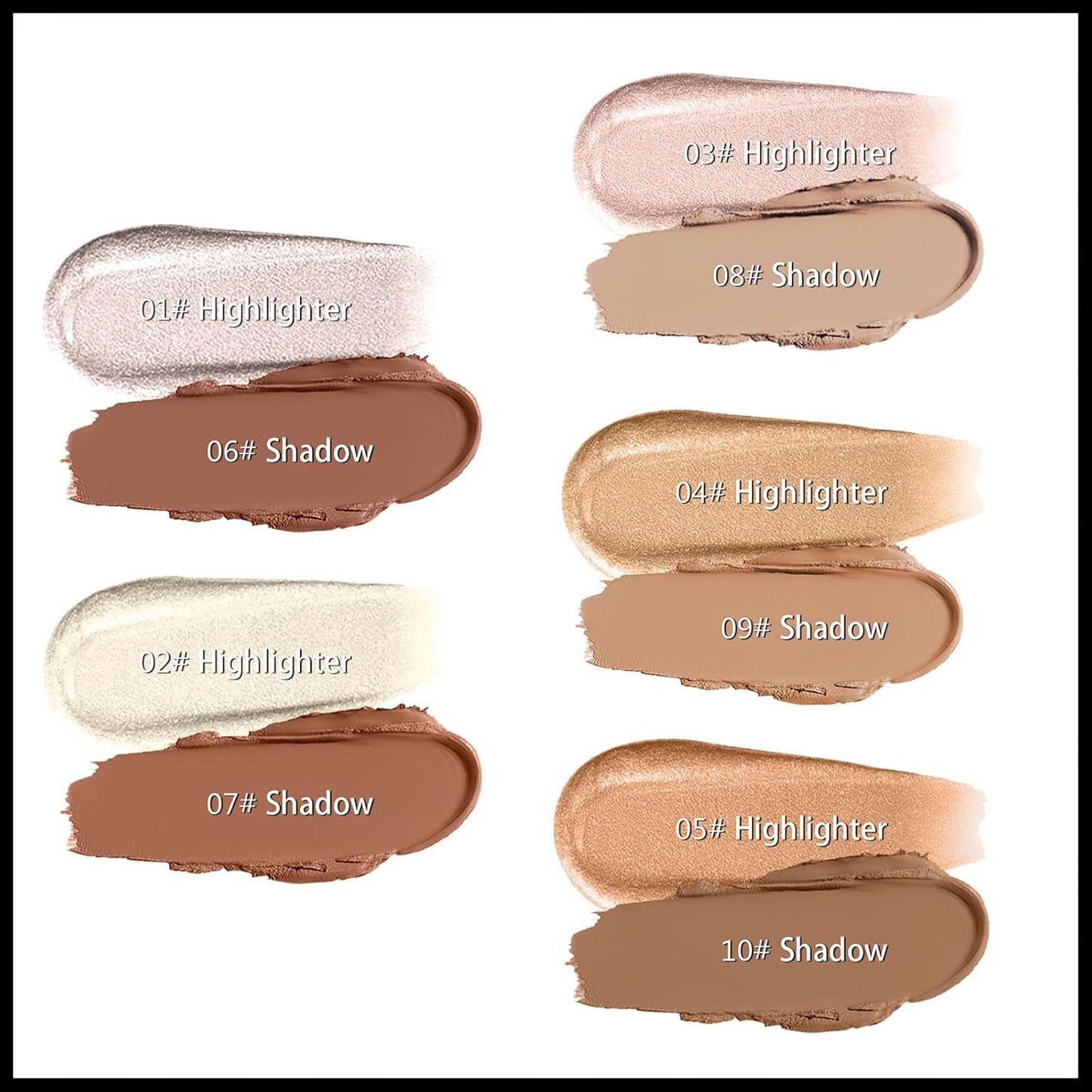 MIELIKKI 2Pcs Cream Contour Stick Makeup, Highlighter Stick and Bronzer Stick for Face Sculpting, Easy to Apply & Blend, Long Lasting, Waterproof, Matte Finish,0409