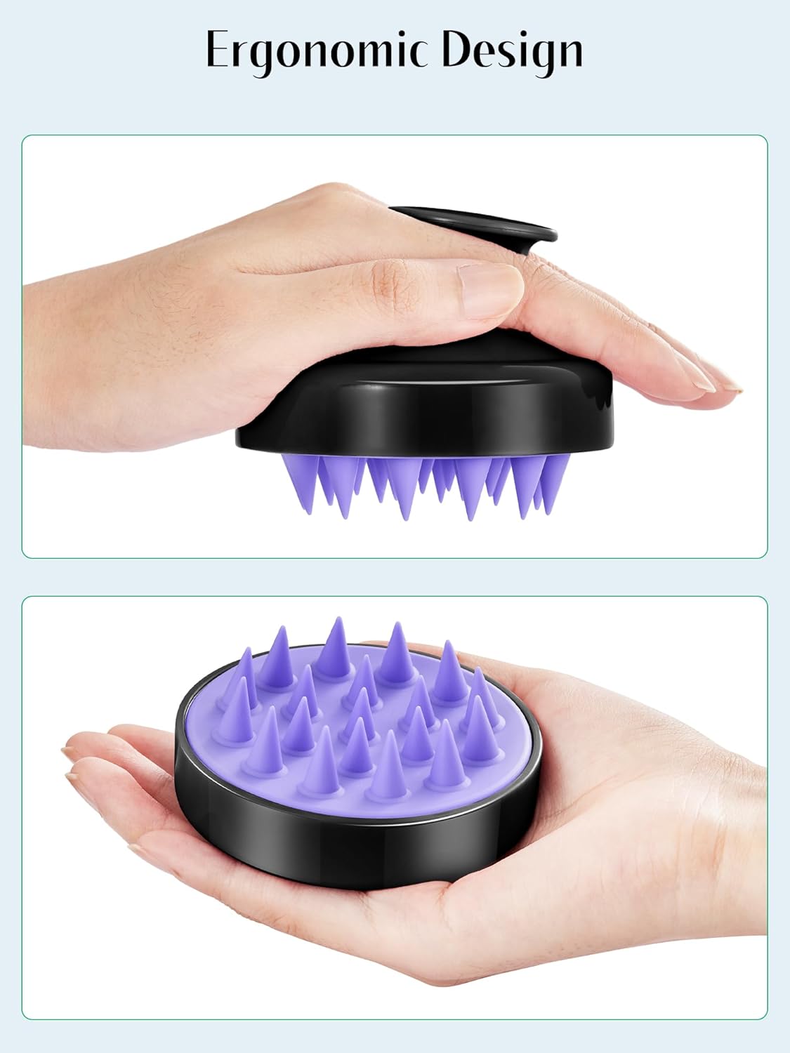 HEETA Scalp Massager Hair Growth 2-Pack, Soft Silicone Scalp Scrubber Shampoo Brush for Exfoliation Dandruff Removal Head Massage Stress Relax, Wet & Dry Use for Women Men Thick Thin Curly Hair Care
