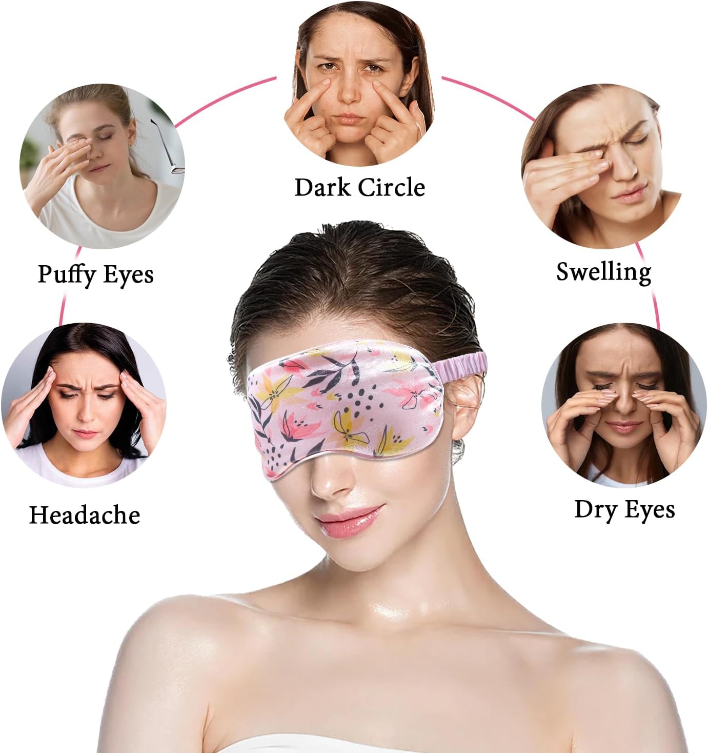 Cooling Eye Mask,Gel Eye Mask for Dark Circles,Migraines,Eye Surgery,Warm Compress for Eyes,Eye Mask for Dry Eyes,Blepharitis & Stye Eye Treatment,3 in 1 Weighted Eye Mask for Sleeping(Pink)