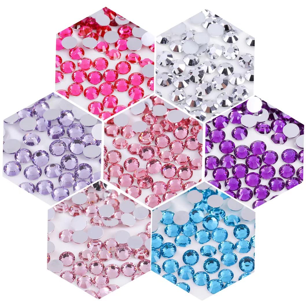 1000 Pieces SS20 5mm Flatback Rhinestones Clear Glass Round Gems Crystals for Nail Art DIY Crafts Clothes Shoes Bags （Black）