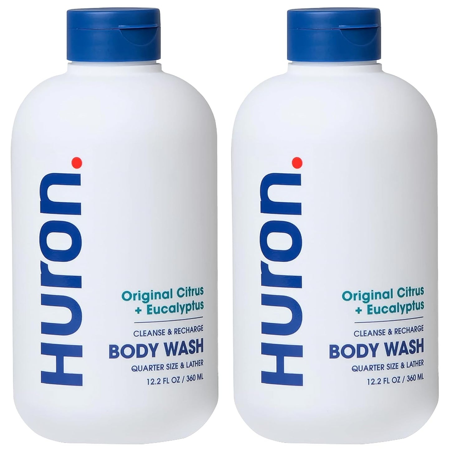 Huron Men's Moisturizing Body Wash - Crisp Citrus, Eucalyptus, Mint & Aromatic Greens Scent, 12.2 fl oz (2 Pack)