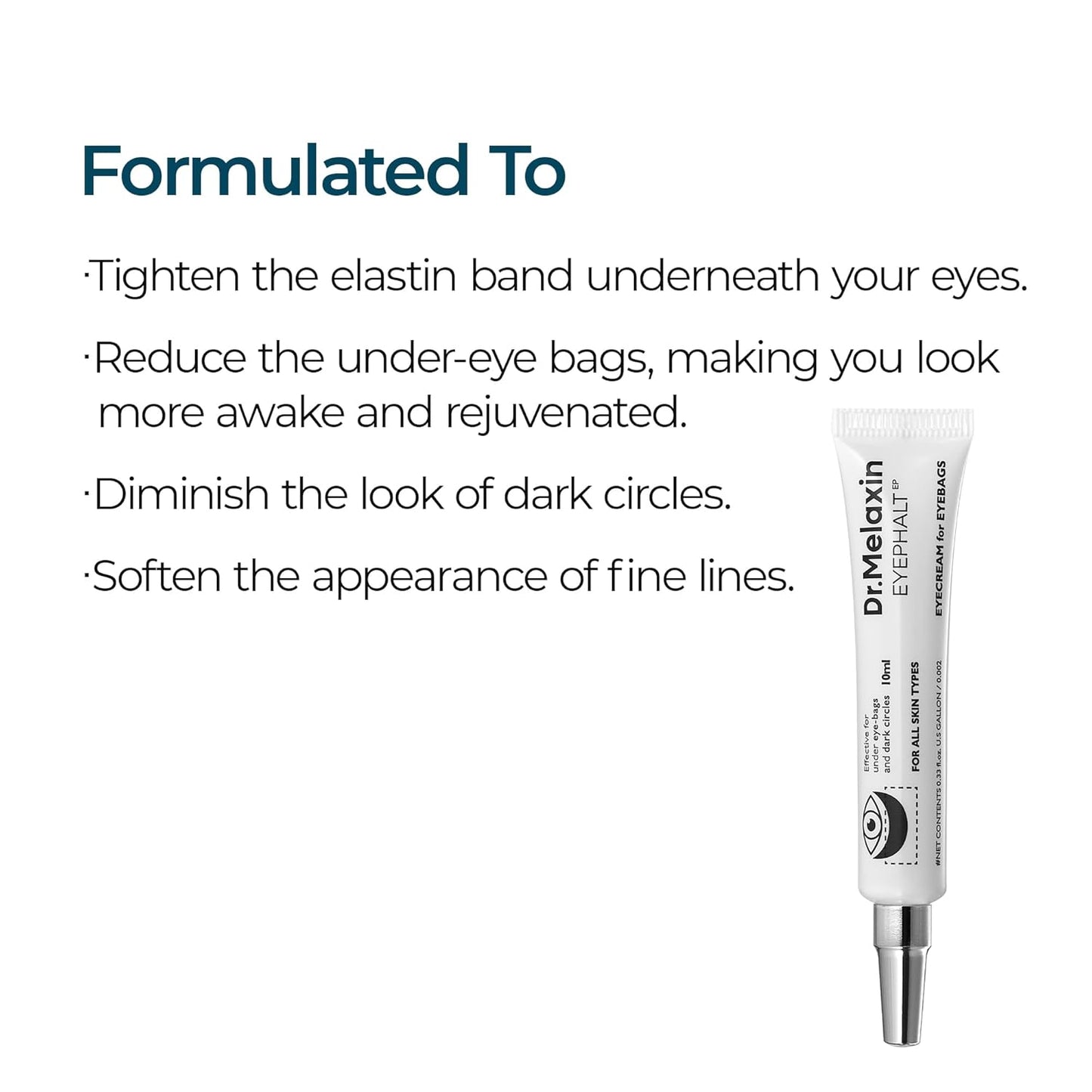Eyephalt Eyebag Cream for Puffiness, Dark Circles & Fine Lines, Wrinkle, EGF Anti-Aging Under Eye Moisturizer with Niacinamide&Ceramide 0.33 fl.oz.