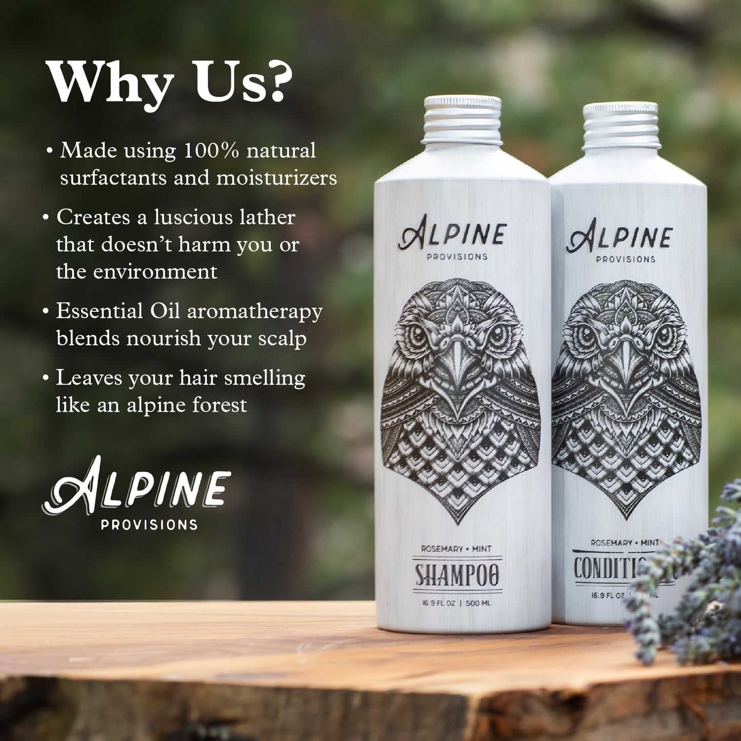Alpine Provisions Cedar & Sandalwood Shampoo - Naturally Repair, Cleanse, and Hydrate with Essential Oils, Jojoba, Aloe Vera - Vegan, Sulfate & Plastic Free - Plant-Based Hair Care 16.9 FL Oz