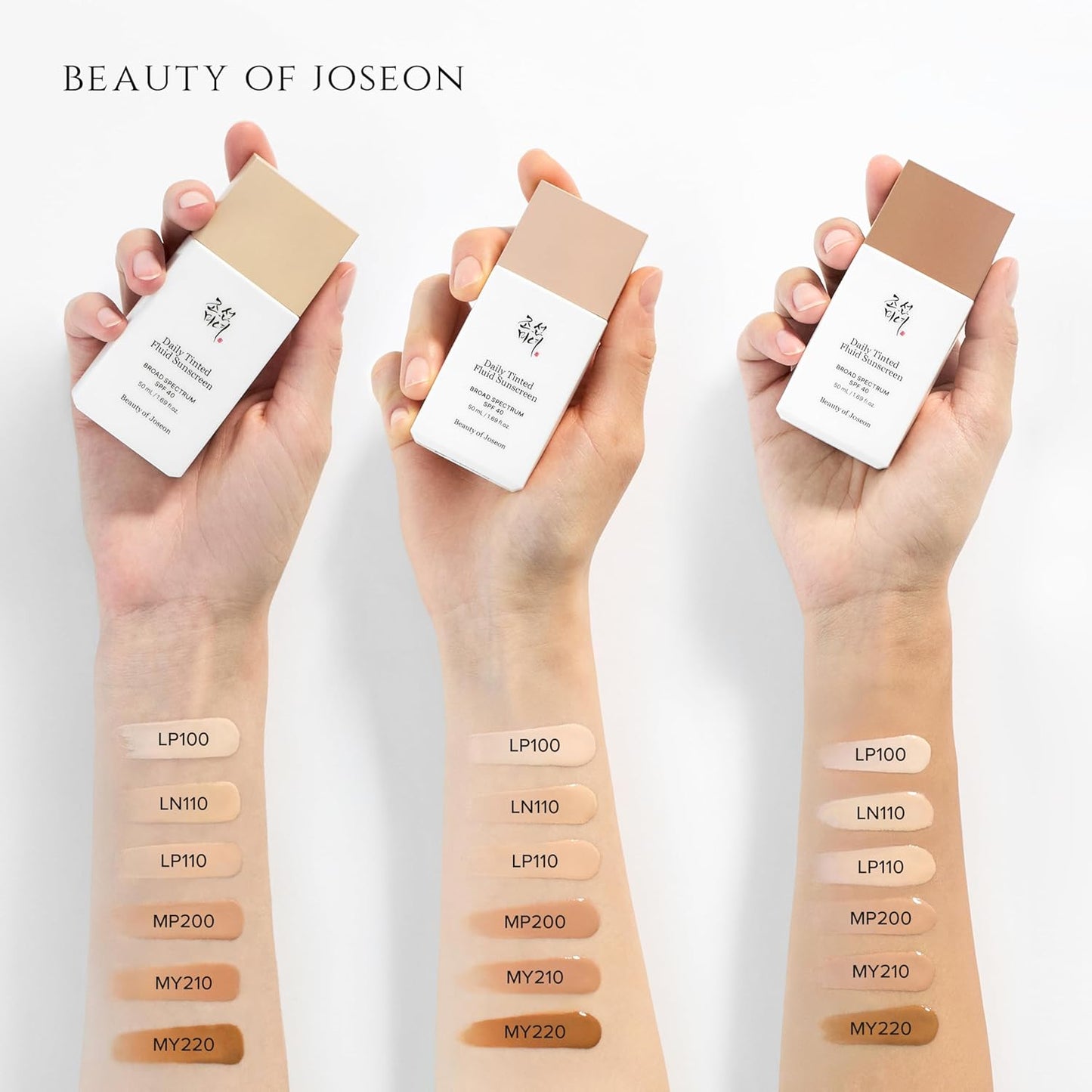 Beauty of Joseon Daily Tinted Fluid Sunscreen 12 Shades for Face Moisturizing Broad Spectrum SPF 40 Korean Skincare 50ml, 1.69 fl.oz #LP100