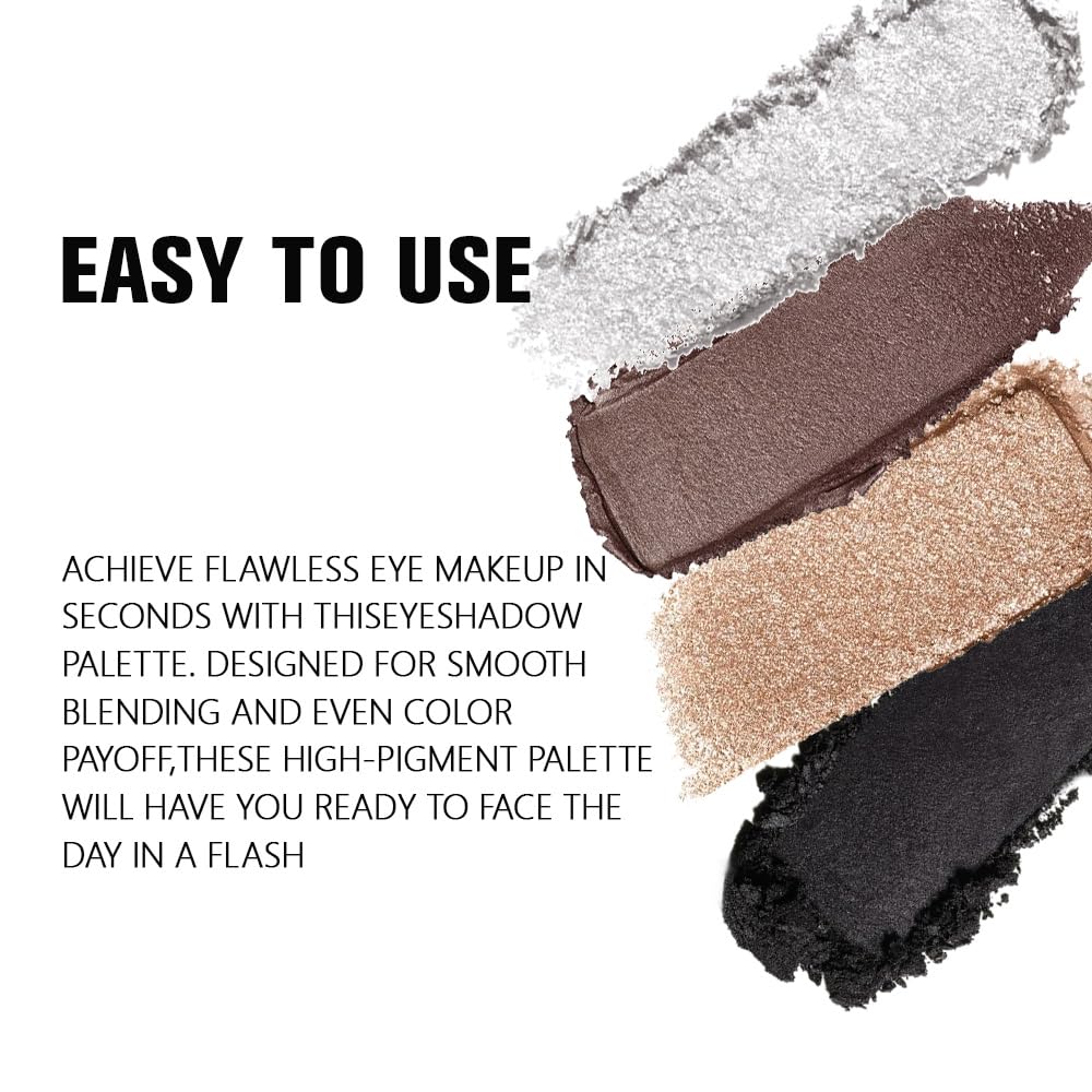 Kaely Powder Eyeshadow Quad, Smoky Bronze Glitter Eyeshadow Palette Makeup, Neutral Eye Shadow Palette for Older Women Pigmented Waterproof, sombras para ojos, Blendable, Cruelty-free, 04