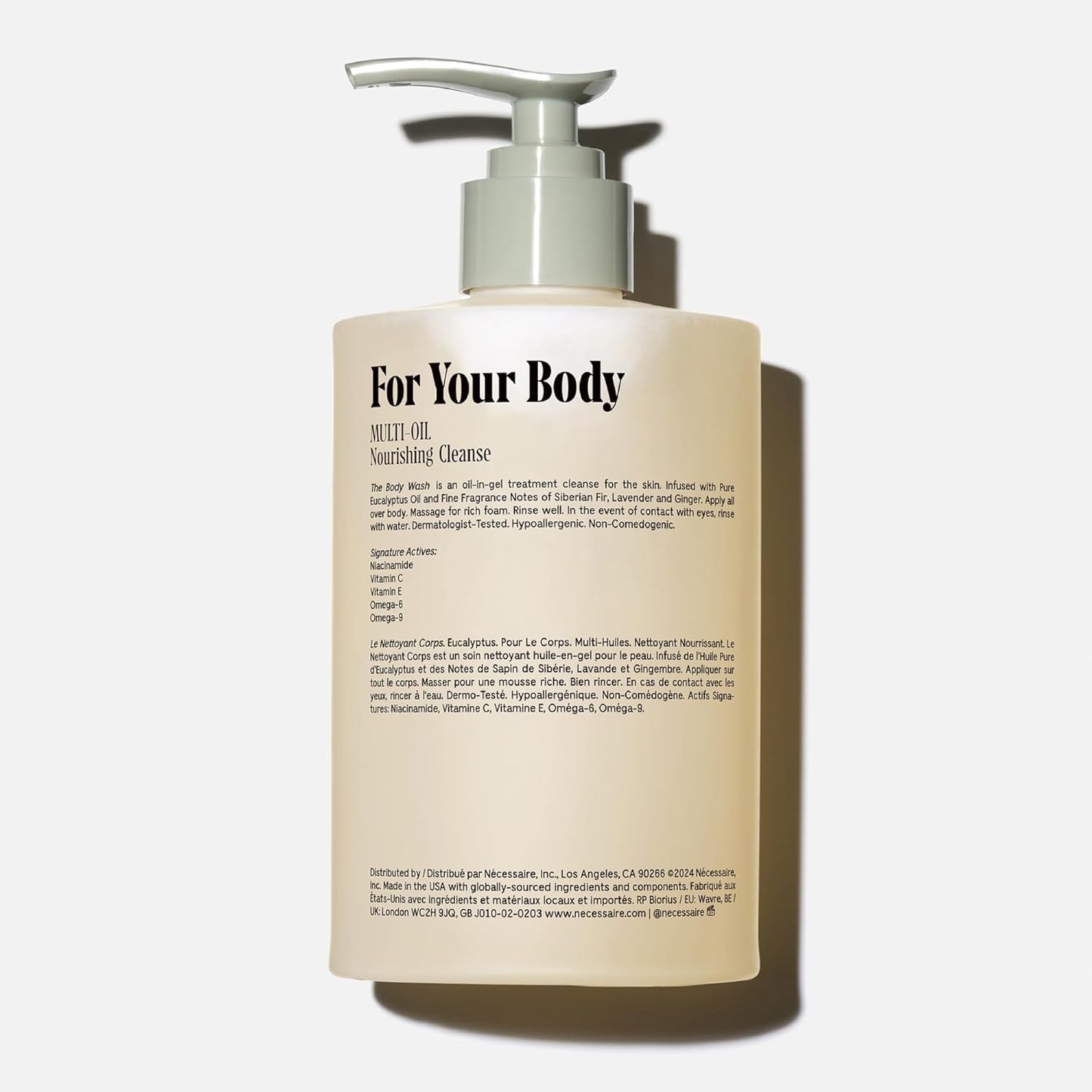 Nécessaire Eucalyptus Body Wash with Pump | Multi-Oil Nourishing Cleanse For Women + Men | Gel Cleanser | Dermatologist-Tested. Hypoallergenic | No SLS/SLES (500 ml / 16.9 fl. oz.)