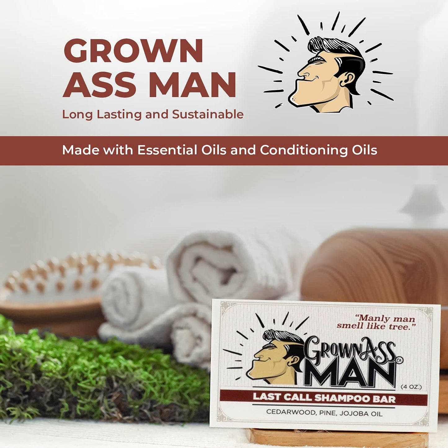 Solid Shampoo Bar Rich Lather 3 in 1: Hair, Beard & Body Wash - Plastic Free & Eco-Friendly, Natural & Organic Clean for All Hair Types, 4oz Bar (Last Call, 6-Pack)