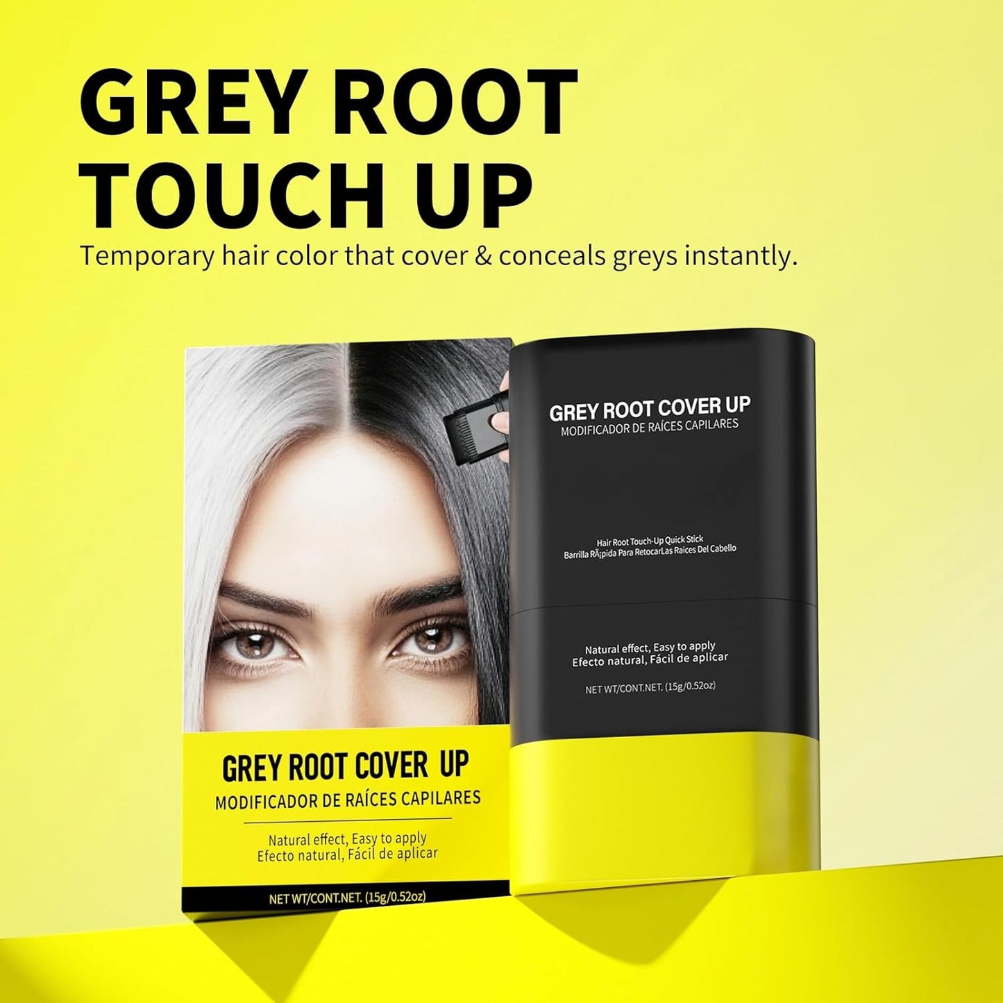 Gowwim Hair Dye Comb, Instant Portable Gray Hair Cover up Hair Dye Stick 2-in-1 Hair Color Stick Natural & Long-lasting Root Touch up Hair Color Comb Waterproof for Women & Men 15g/0.52 oz Dark Brown
