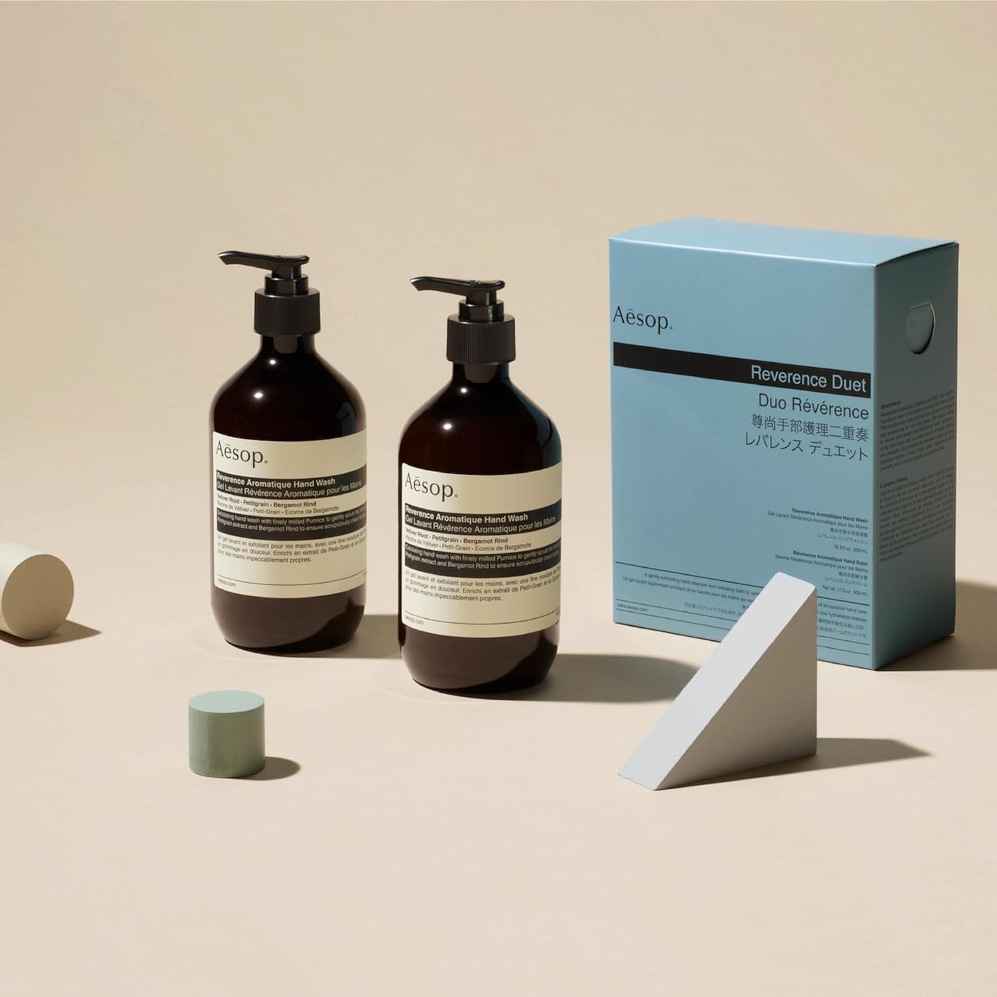 Aesop Reverence Aromatique Duet | Skin Softening Hand Wash & Hand Balm | Woody, Earthy, Smoky | Vetiver Root, Petitgrain, Bergamot Rind | 16.9 oz / 500 mL