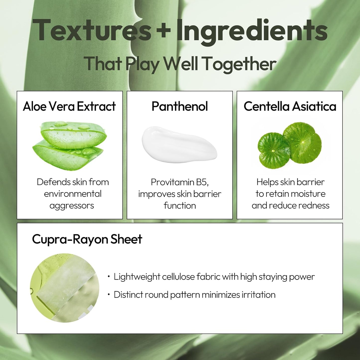 LAPCOS Aloe Sheet Mask, Daily Face Mask with Cucumber and Aloe Gel to Calm and Moisturize Skin, Korean Beauty Favorite, 5-Pack