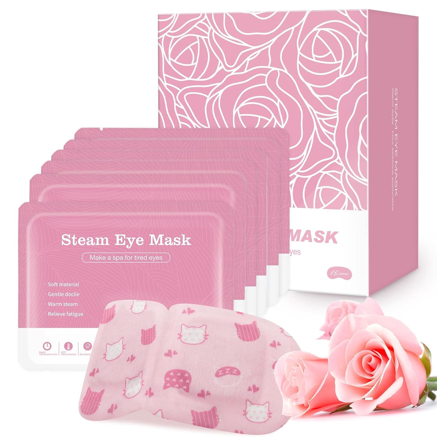 Jekeno Steam Eye Mask, 16 Packs Eye Masks for Dry Eyes Dark Circles and Puffiness, 40-60 Minutes Self Heated Steam Warm Eye Mask, Christmas Spa Gifts for Women