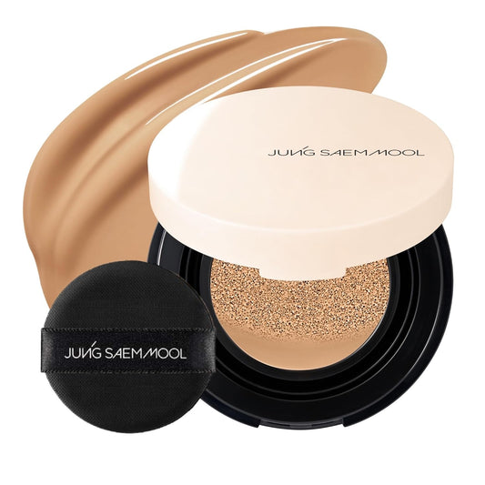 JUNG SAEM MOOL Essential Skin Nuder Cushion Mini 26W Oat 0.17 Fl Oz, Natural Radiant Finish Cushion Foundation with Buildable Coverage, Lightweight Texture, Korean Foundation Makeup
