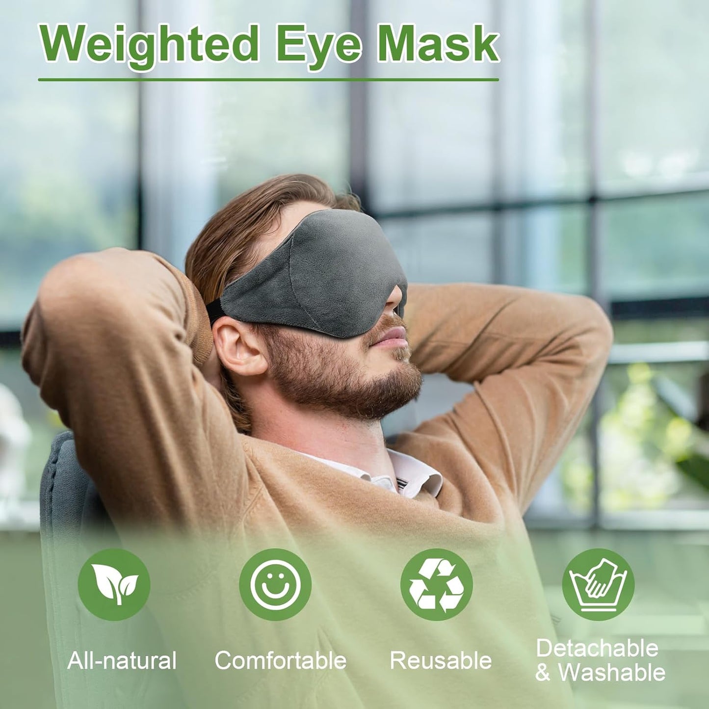 Weighted Eye Mask for Sleeping, Soft Heated Eye Mask, Moist Heat Warm Compress for Eyes, Natural Flaxseeds Microwave Reusable Sleep Mask, Must Haves for Women Spa, Home, Office (Grey)