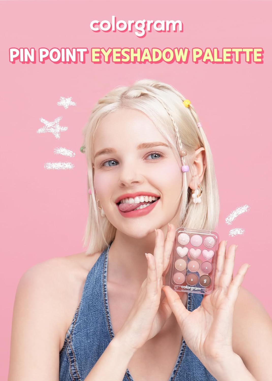 COLORGRAM Pin Point Eyeshadow Palette 04 Bright+Cool | Eyeshadow Palette for Daily makeup, Ultra-Blendable, Matte, Glitter, Shimmer Shades