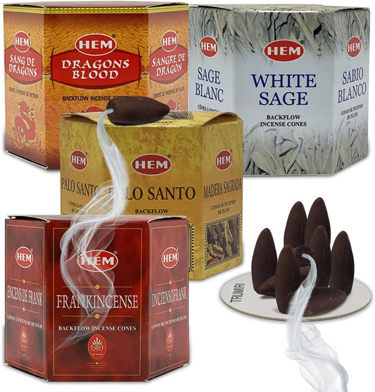 Variety Pack Backflow Incense Cones for Smoke Fountain Haze Falls Waterfall Aromatic and Mat Bundle #4