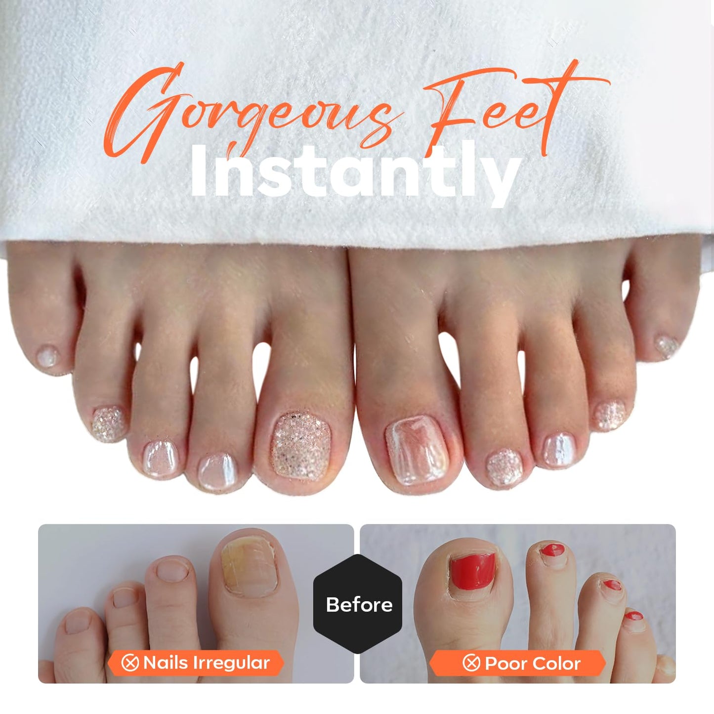 Modelones Toe Nail Tips Short Square Soft Gel Tips Squoval Fake Toe Nails Matte Full Cover Pre-shape Extension Home DIY Salon 240Pcs 15Sizes