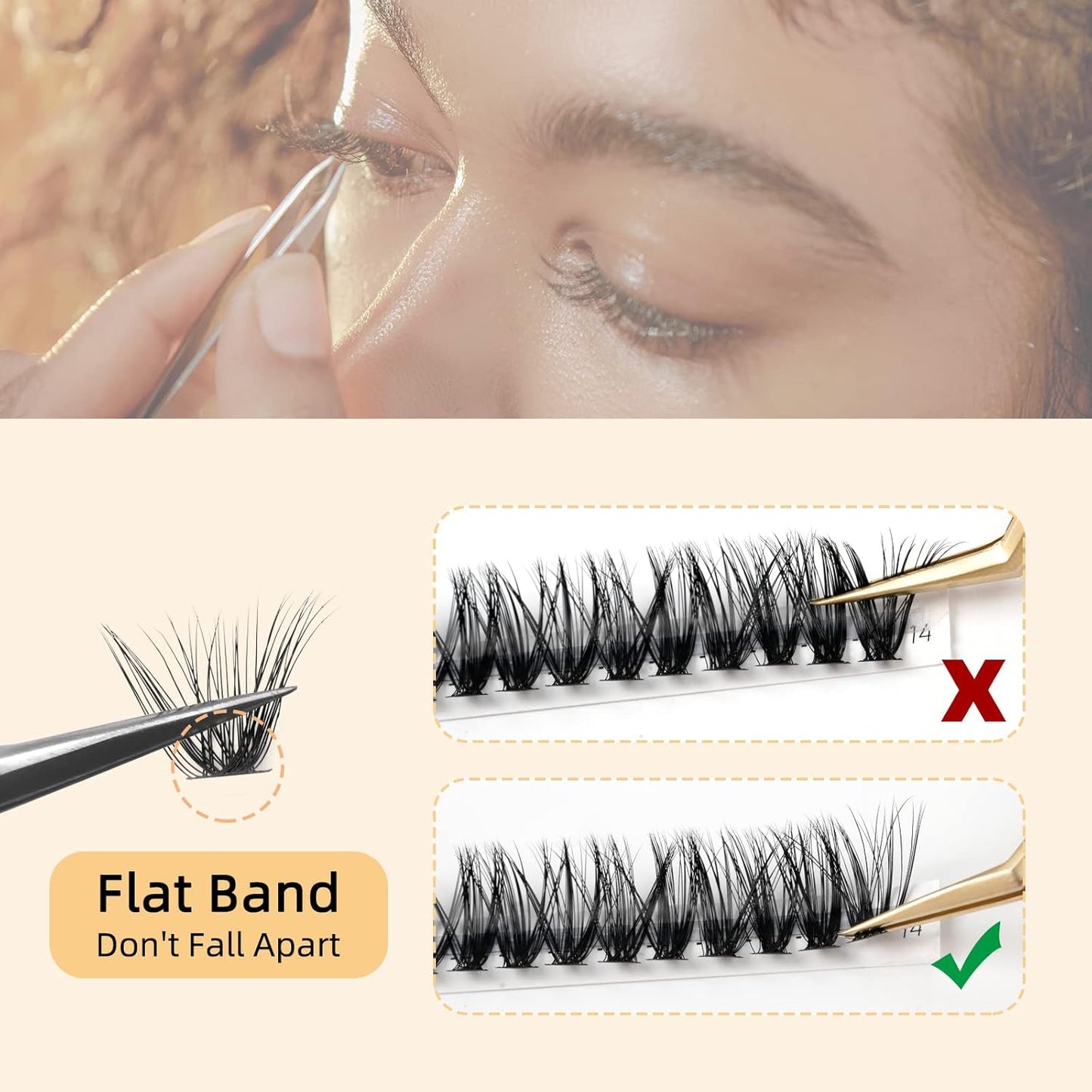 QUEWEL Cluster Lashes 240Pcs Individual Lashes 40D 0.07D Curl Mix8-14mm Lash Extensions Clusters Lashes Soft&Natural False Eyelashes Individual DIY Eyelash Extension at Home(40D 0.07D MIX8-14)