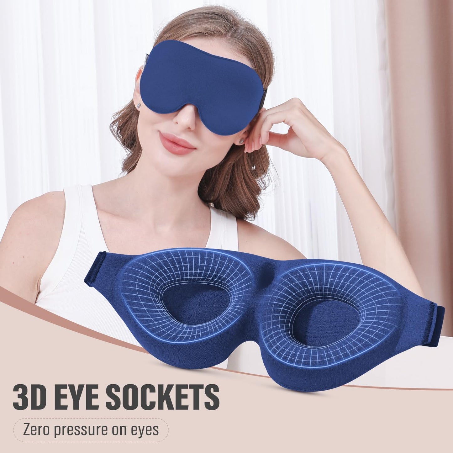 YIVIEW Sleep Mask for Side Sleeper, Complete Light Blocking 3D Pink Sleeping Eye Mask, Soft Breathable Eye Cover for Women Men, Relaxing Zero Pressure Night Blindfold
