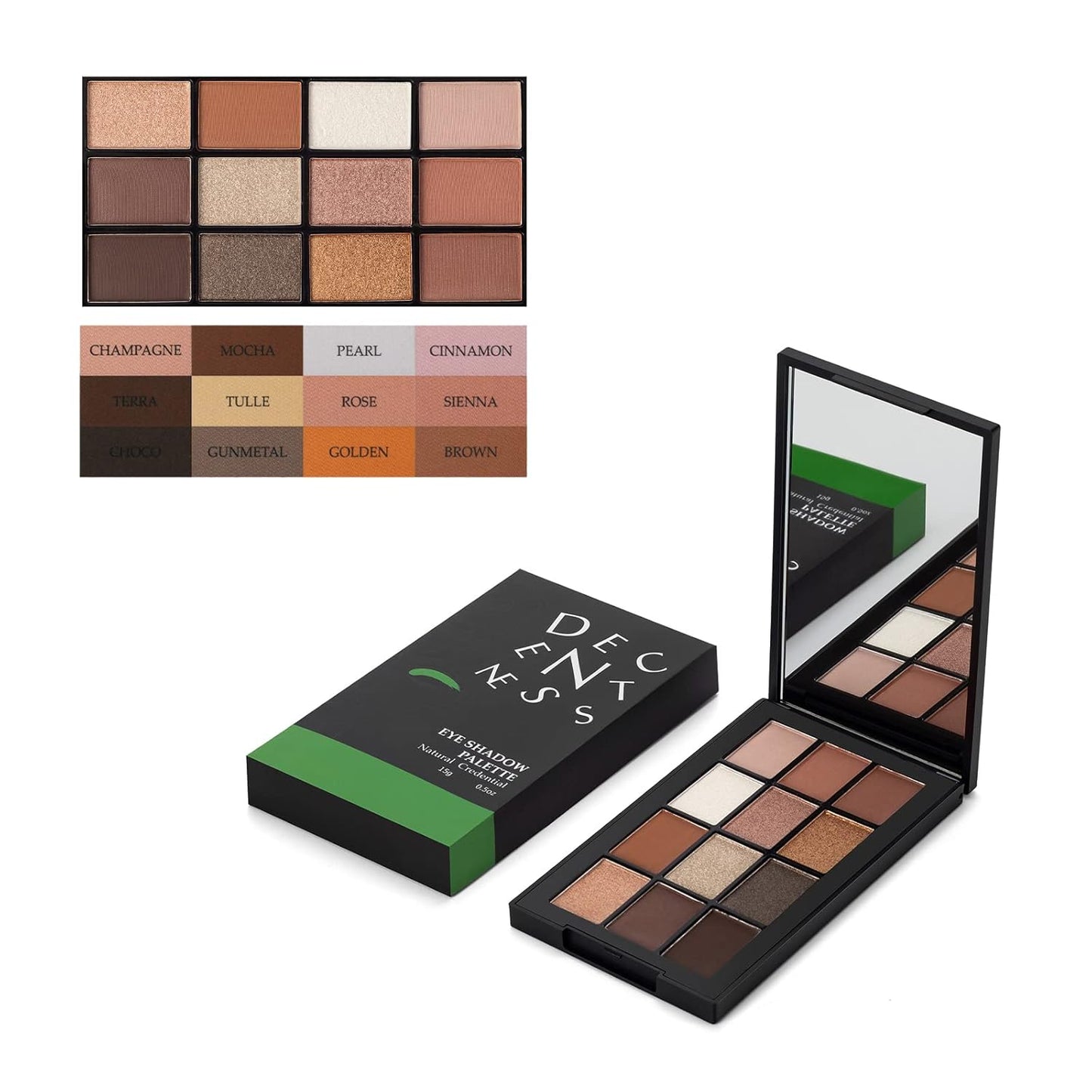 12 Colors Eyeshadow Palette Makeup Shades Nude Matte Shimmer Glitter Pigment, Pro Long Lasting&Waterproof Highlighting Makeup Palette,Ideal Gift(Natural Credential)