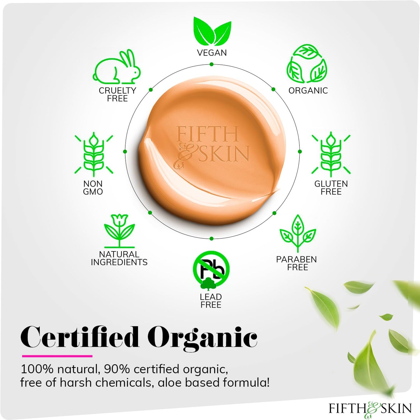 Fifth & Skin: Better’n Ur Skin Liquid Foundation (HONEY TAN) - Natural, Organic, Vegan, Cruelty-Free - Gluten-Free Beauty with Buildable Coverage and Palm-Free Luxury - 1 oz
