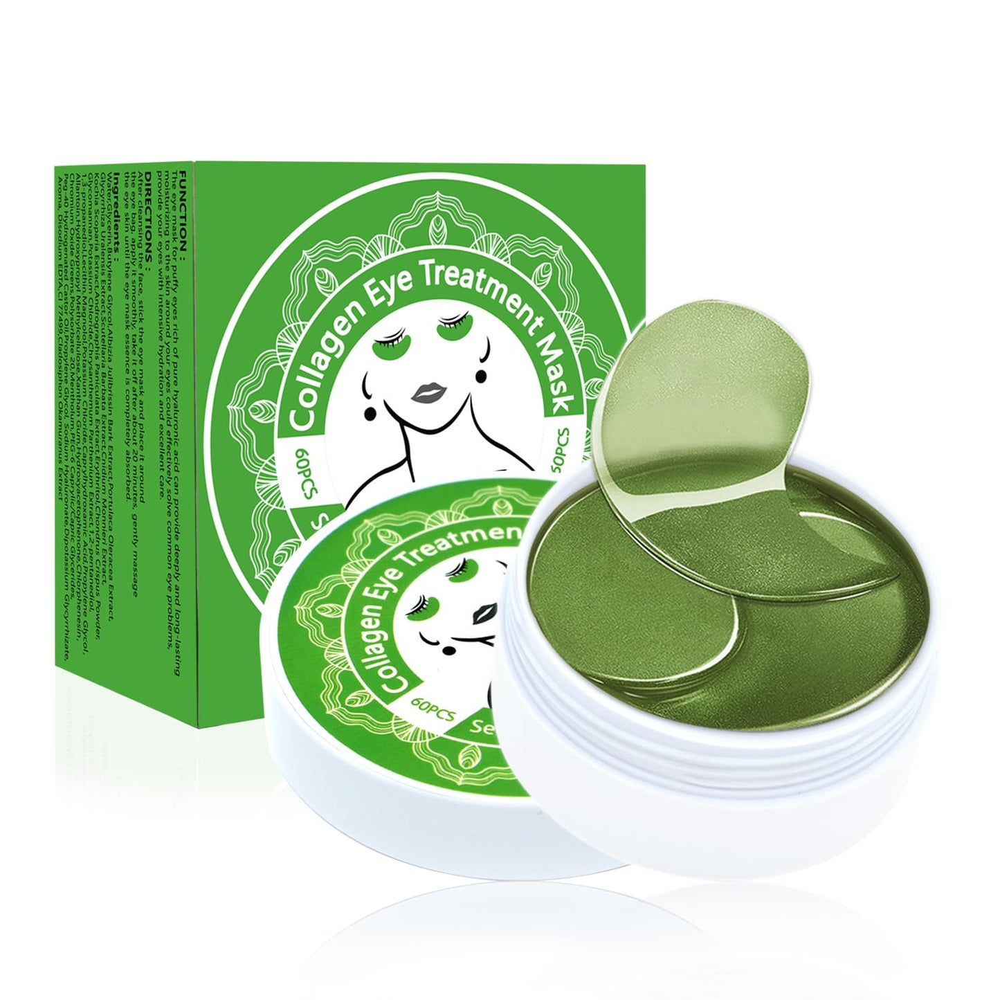 Under Eye Patches for Puffy Eyes: 60PCS Collagen Eye Gels Pads - Green Seaweed Under Eye Mask - Reduce Dark Circles & Bags - Skin Eye Care Products