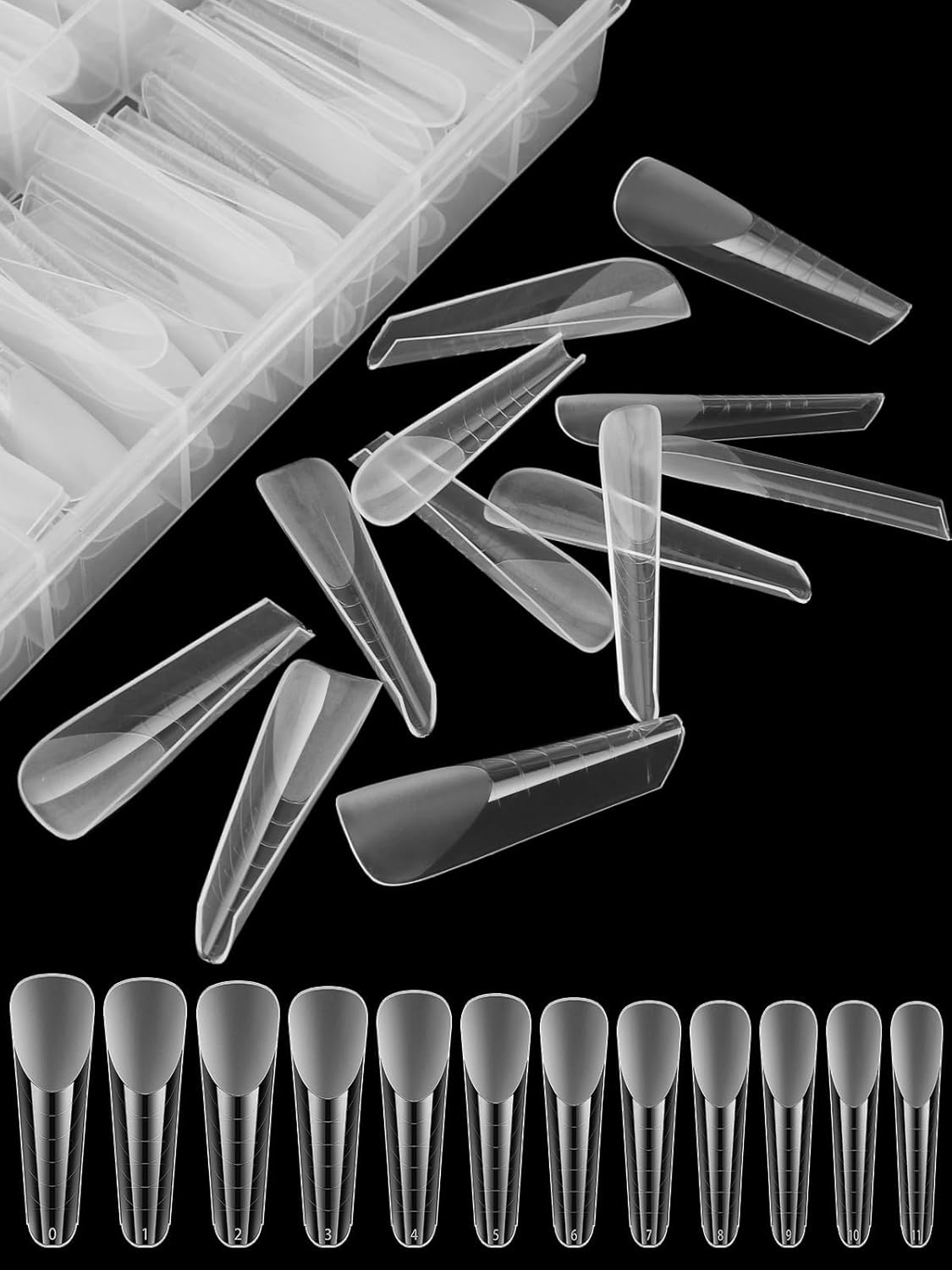 EBANKU 120Pcs Matte Dual Nail Forms, Square Poly Extension Gel Nail Forms Full Cover Nail Molds for Solid Builder Nail Gel Nail Art Design Salon&DIY 12 Sizes