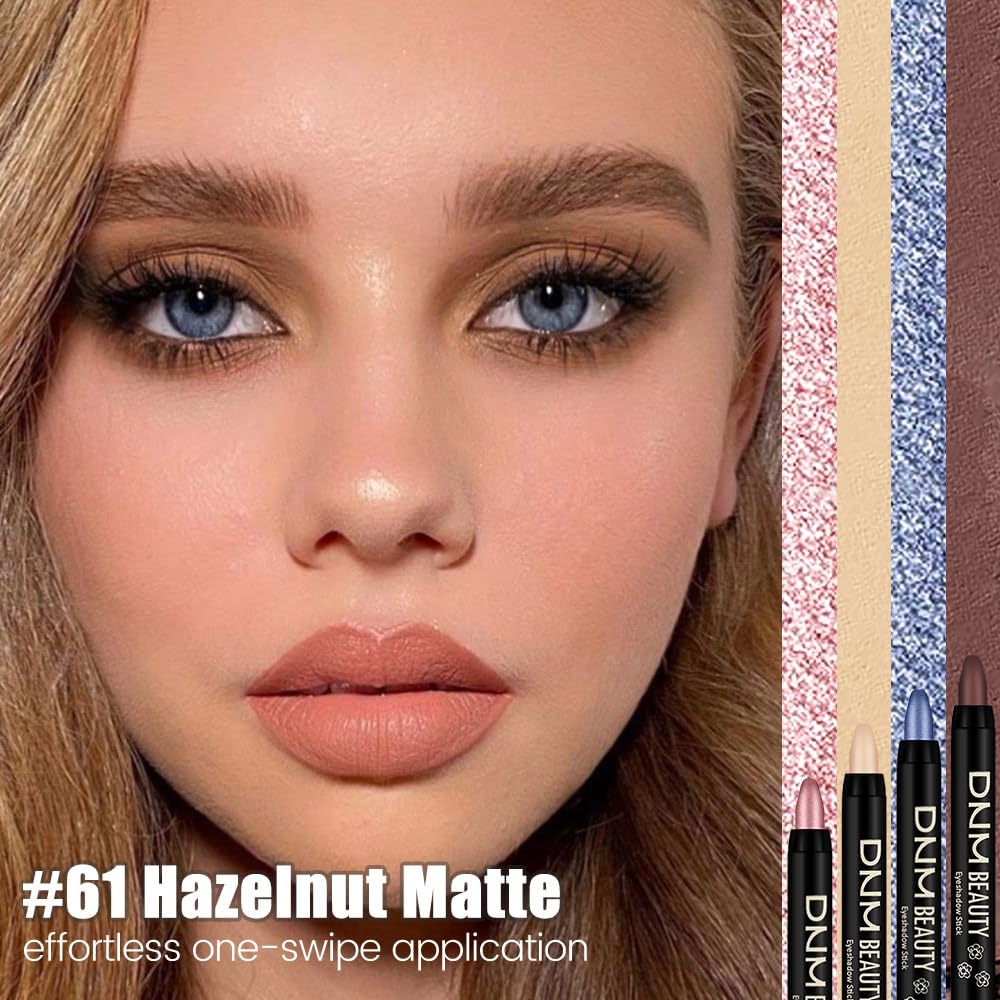 Kaely Cream Eye Shadow Sticks, Hazelnut Matte Eyeliner Pencil Eyeshadow Palette Makeup, Eye Highlighter Brightener Stick for Older Women Waterproof Pigmented, sombras para ojos, New-61