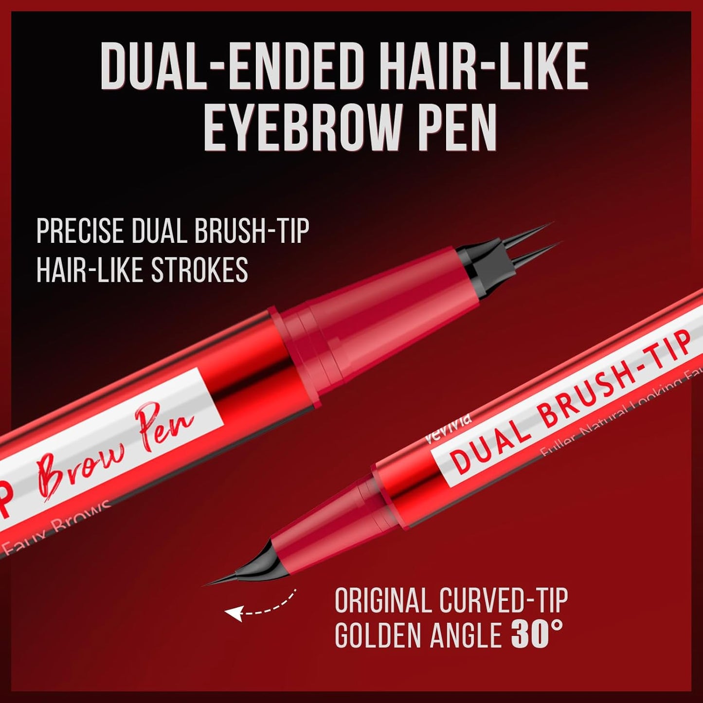 Vevivia Eyebrow Pencils for Women - Eyebrow Pen with Dual-Brush-Tip & Curved Tip for Natural Fuller-Looking Brows, Precise Hair-Like Strokes for All Brow Types, Last All-Day Brow Makeup, Black