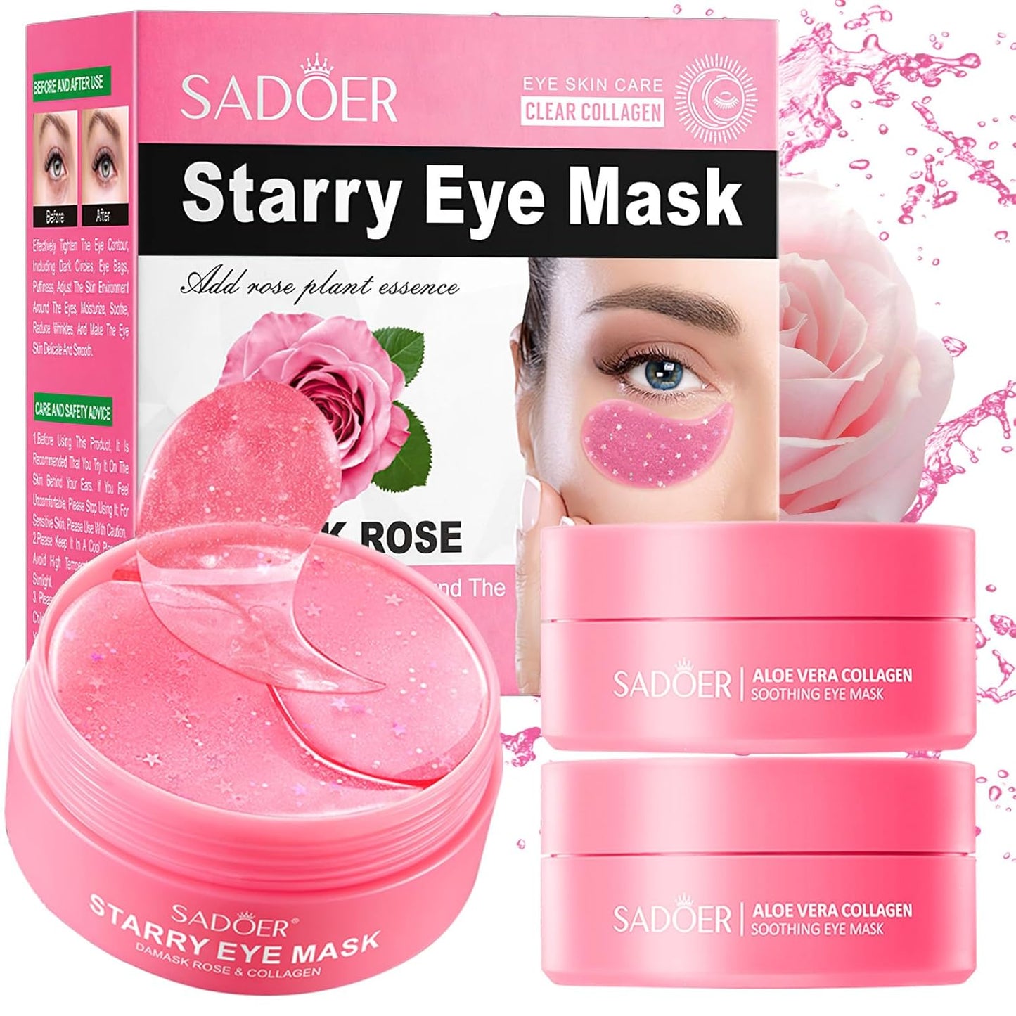 Drmtlgy Eye Masks-120 PCS,Under Eye Patches for Puffy Eyes & Dark Circles Treatments with Hyaluronic Acid,Reduce Wrinkles and Fine Lines Undereye(Rose)