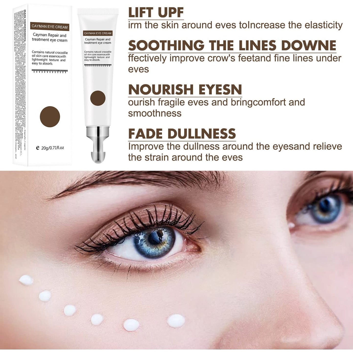 2pcs Anti-aging Eye Cream Cayman Eye Cream, Silk Protein Anti-Wrinkle And Firming Magic Eye Cream For Wrinkles,Dark Circles,Fine Lines,Puffiness & Bags,Wrinkle (20g)