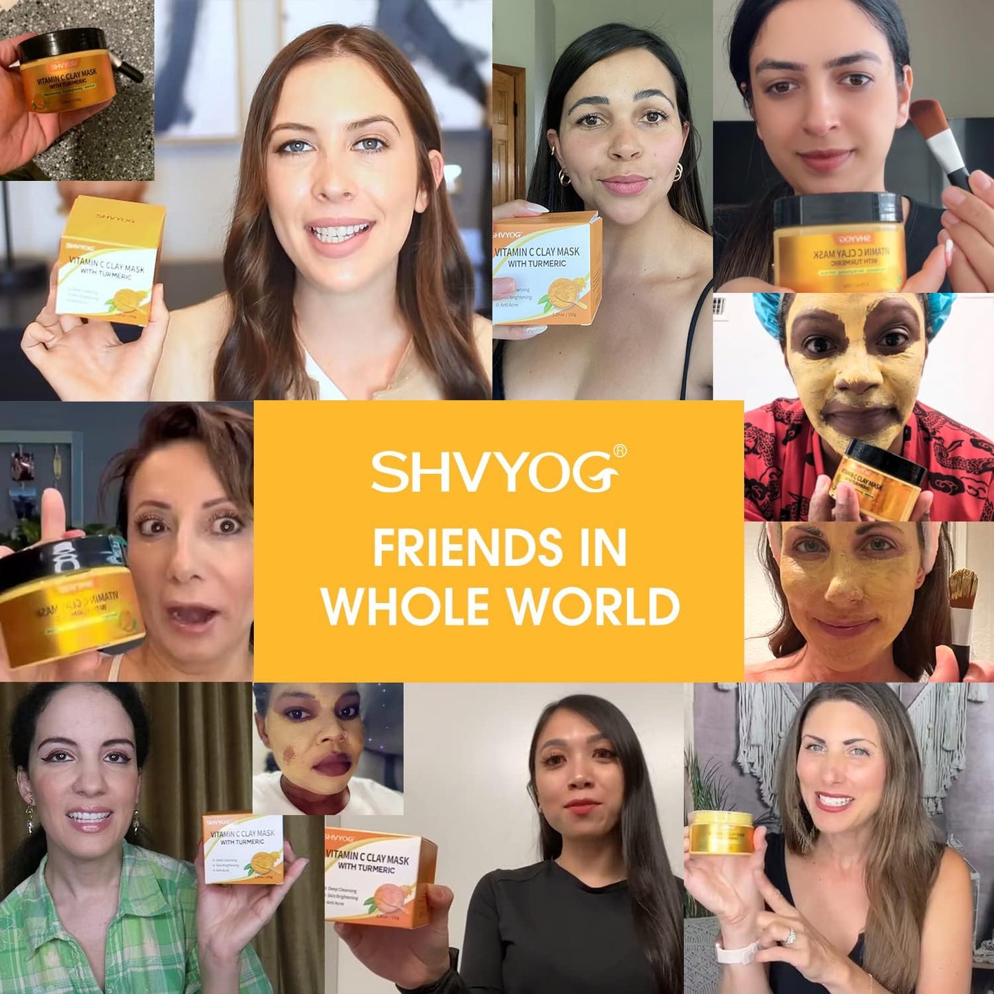 Vitamin C Face Mask with Kaolin Clay and Turmeric for Dark Spots, Dull Skin, Skincare Facial Mask for Controlling Oil and Refining Pores 5.29 Oz